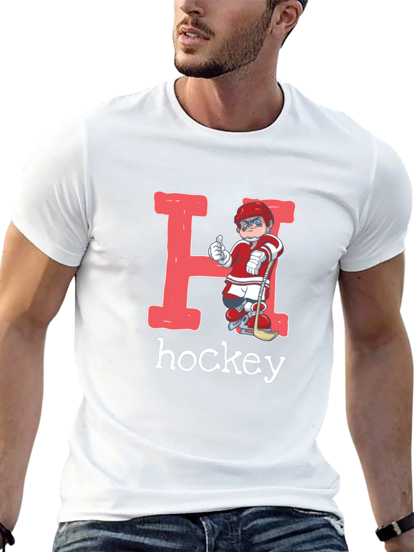 Hockey Player Letter H Graphic T-Shirt