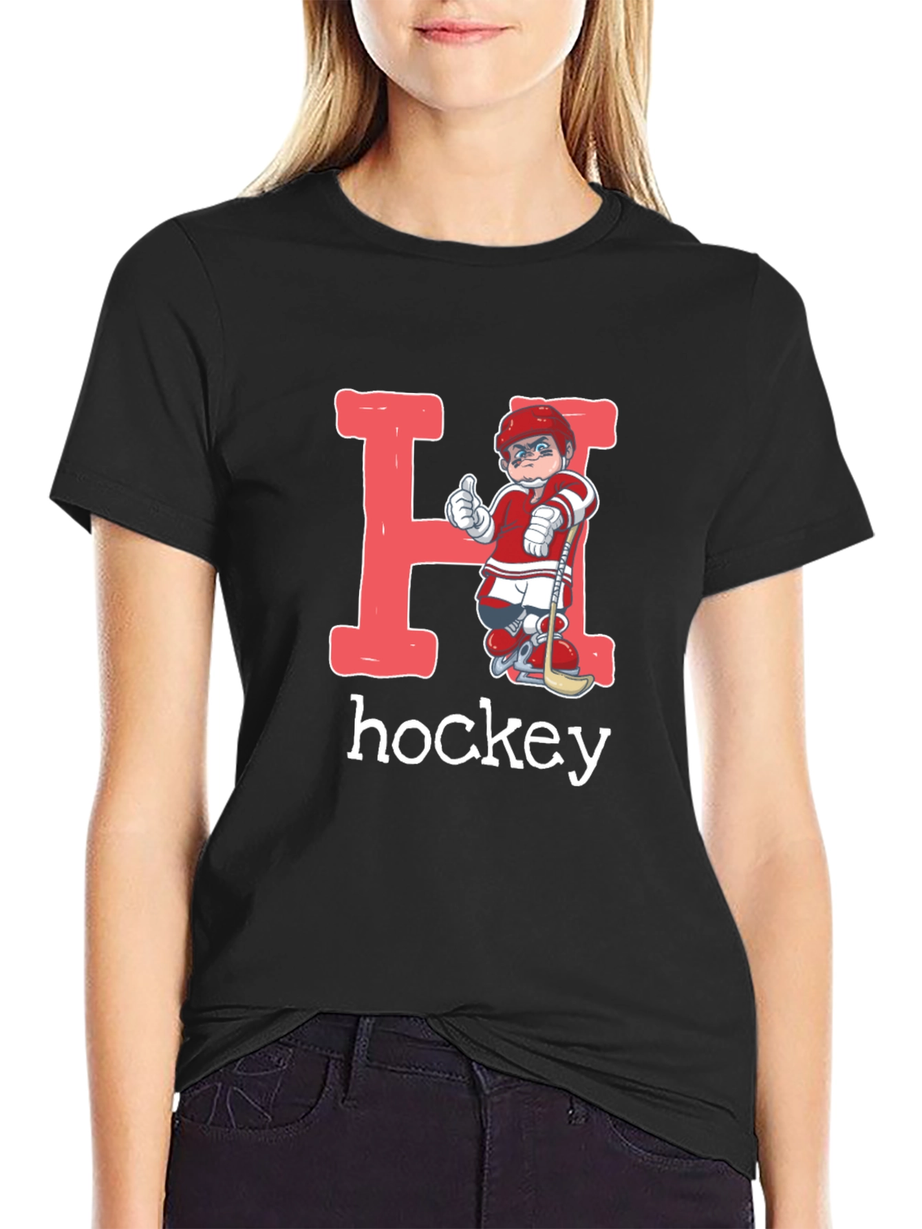 Hockey Player Letter H Graphic T-Shirt