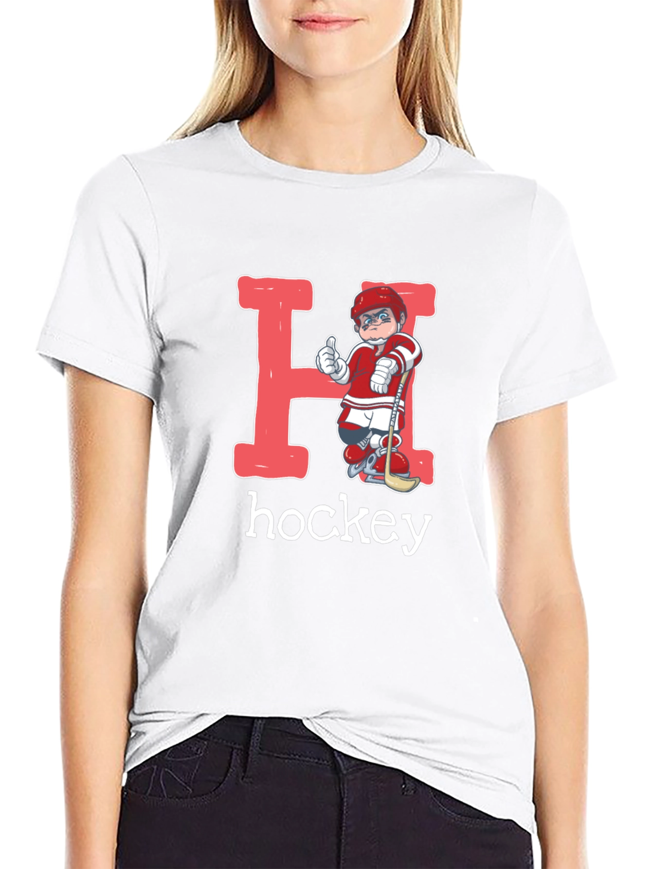 Hockey Player Letter H Graphic T-Shirt