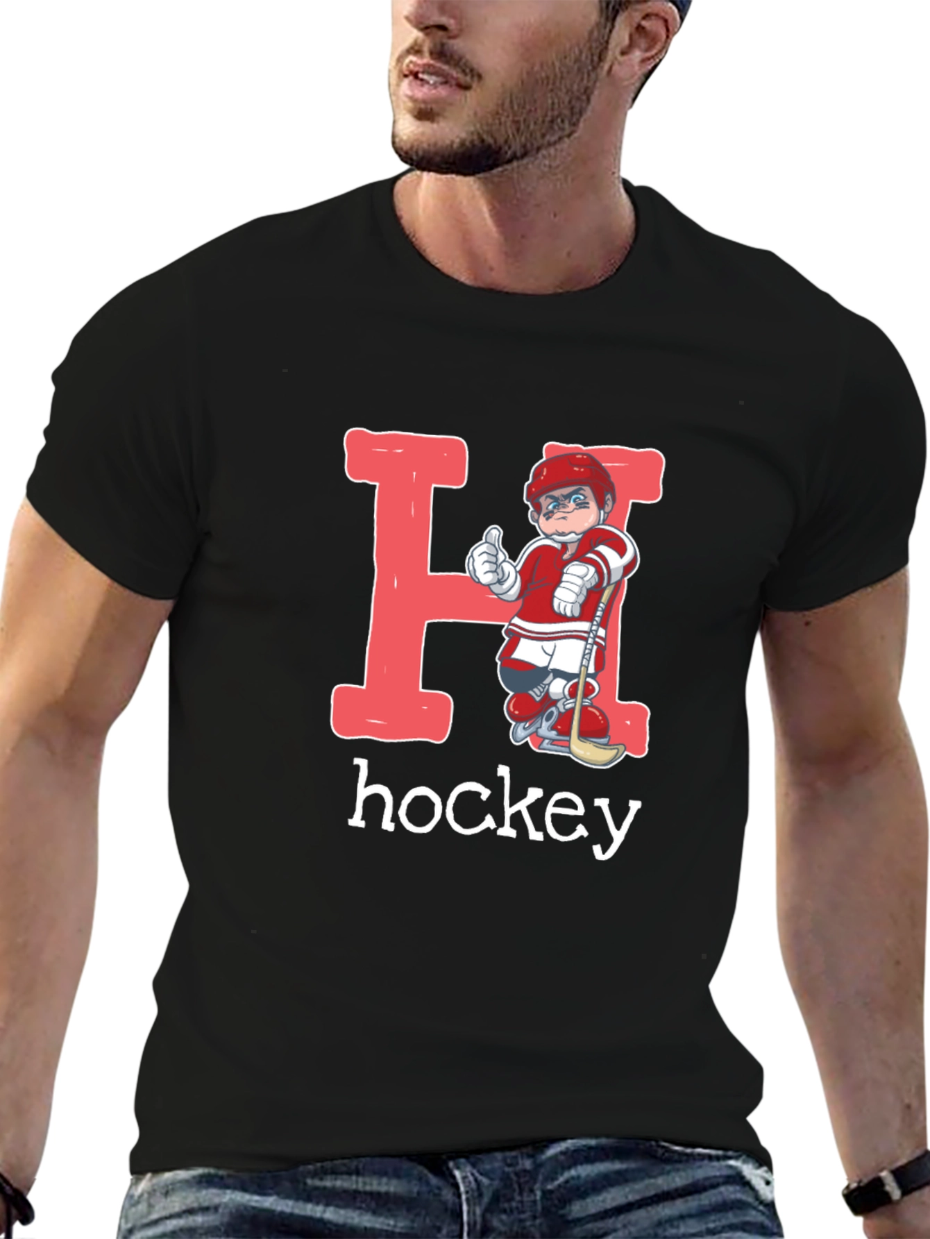 Hockey Player Letter H Graphic T-Shirt