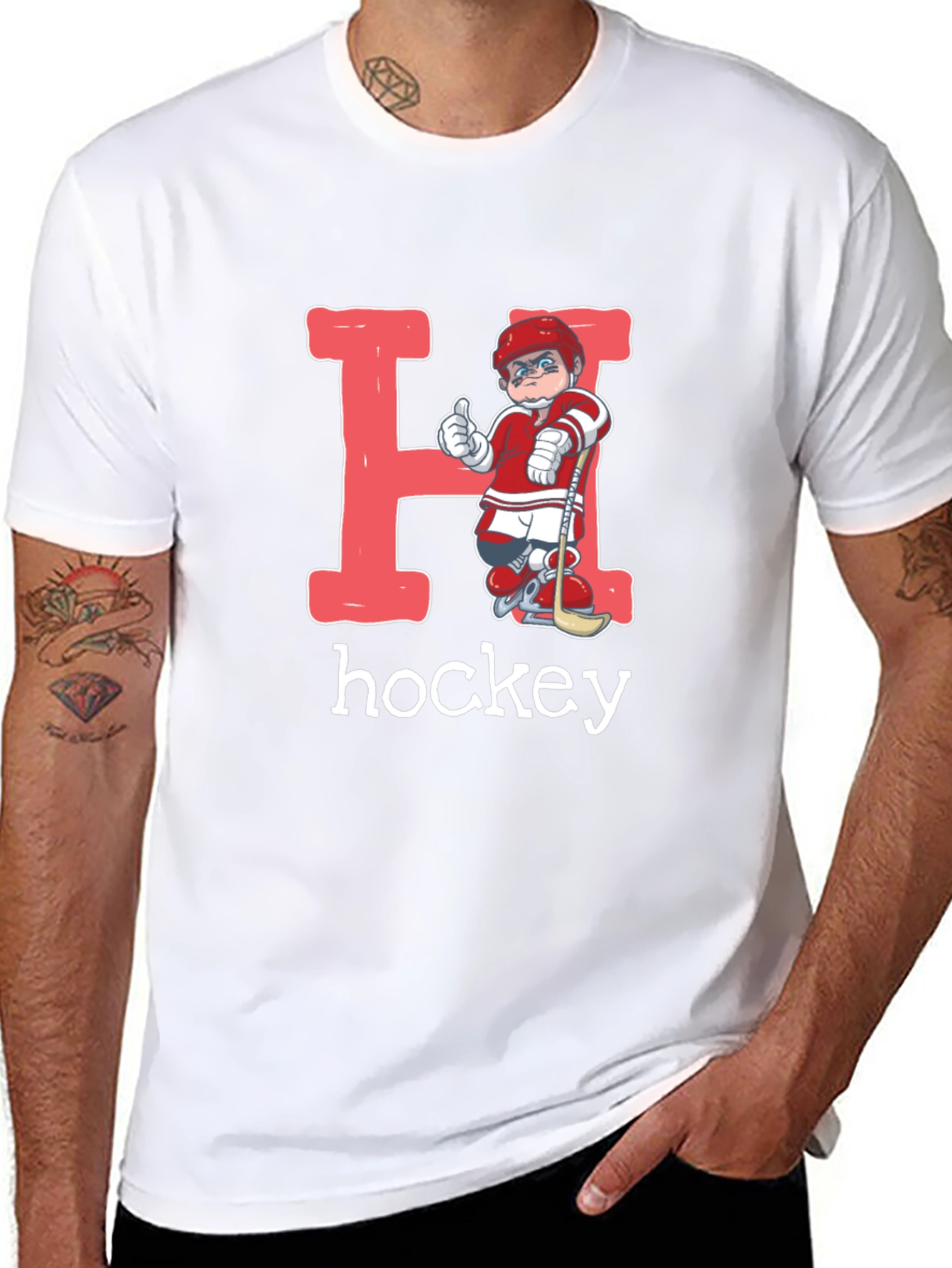 Hockey Player Letter H Graphic T-Shirt