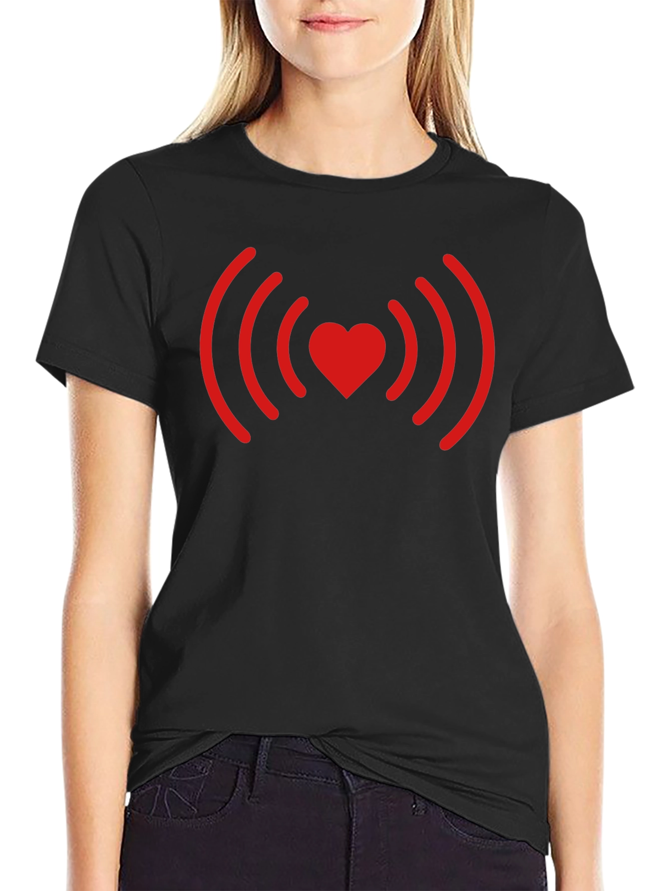 Heartbeat Love Signal T-Shirt - Black