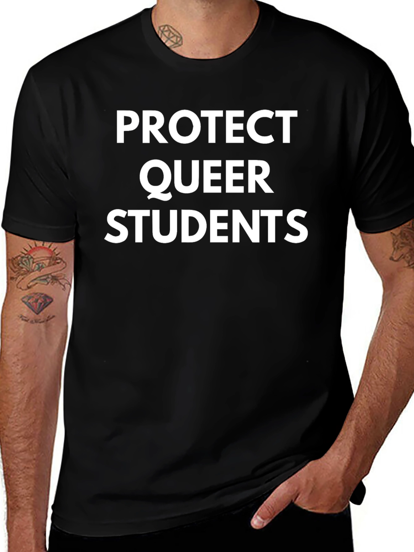 Protect Queer Students T-Shirt - Black Graphic Tee