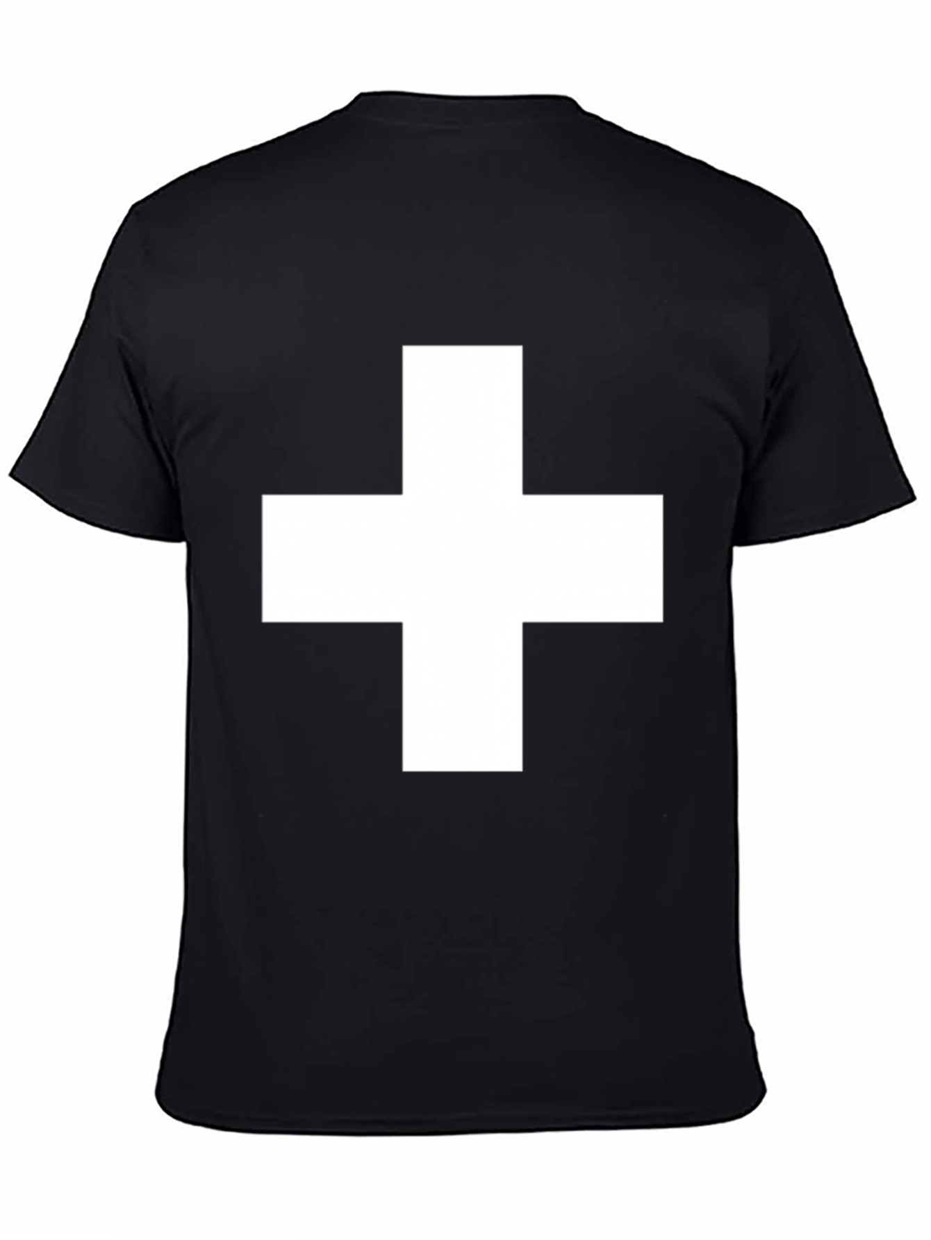Black T-Shirt with White Cross Graphic