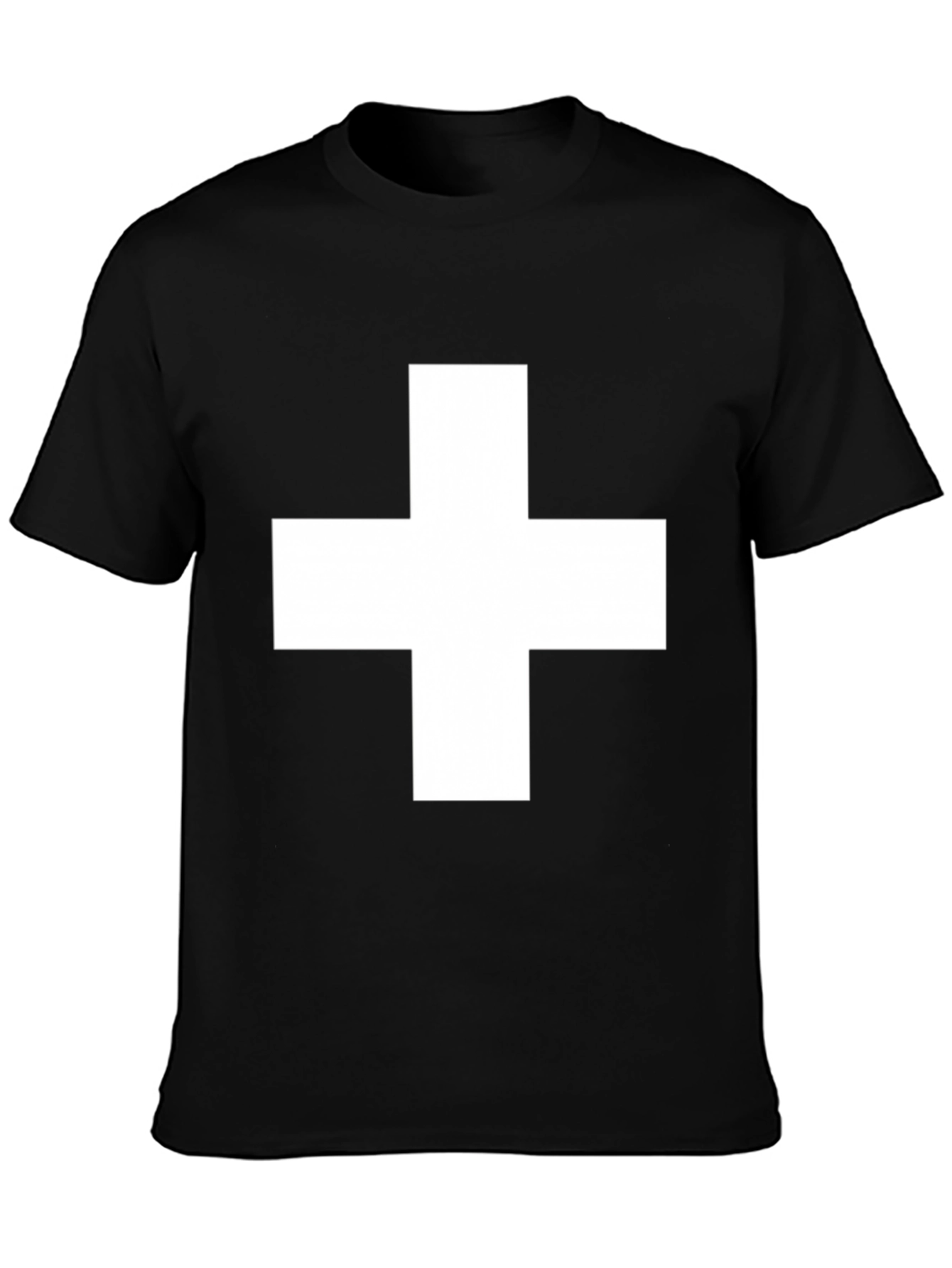 Black T-Shirt with White Cross Graphic