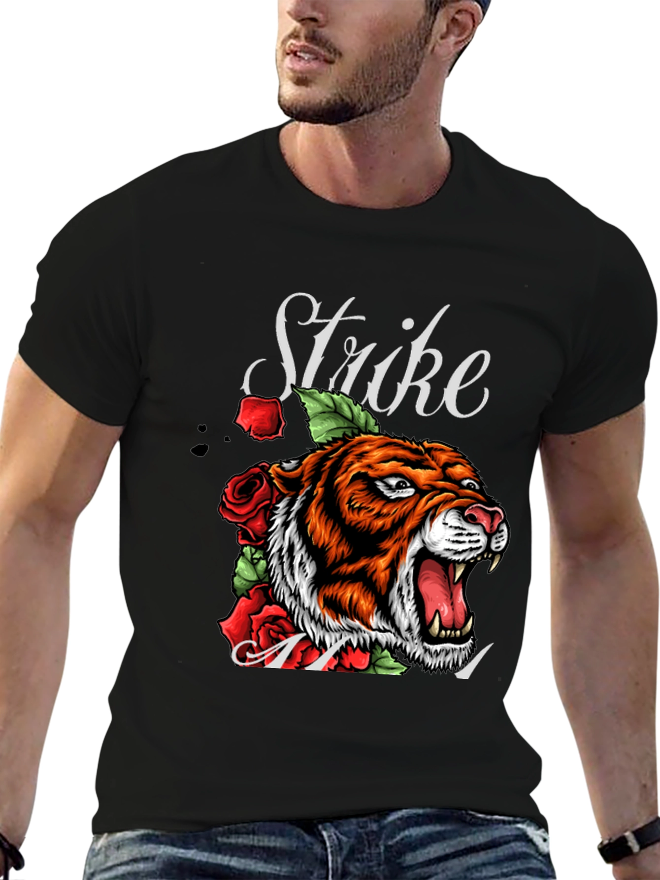 Tiger Strike Graphic Tee - Mens Black T-Shirt