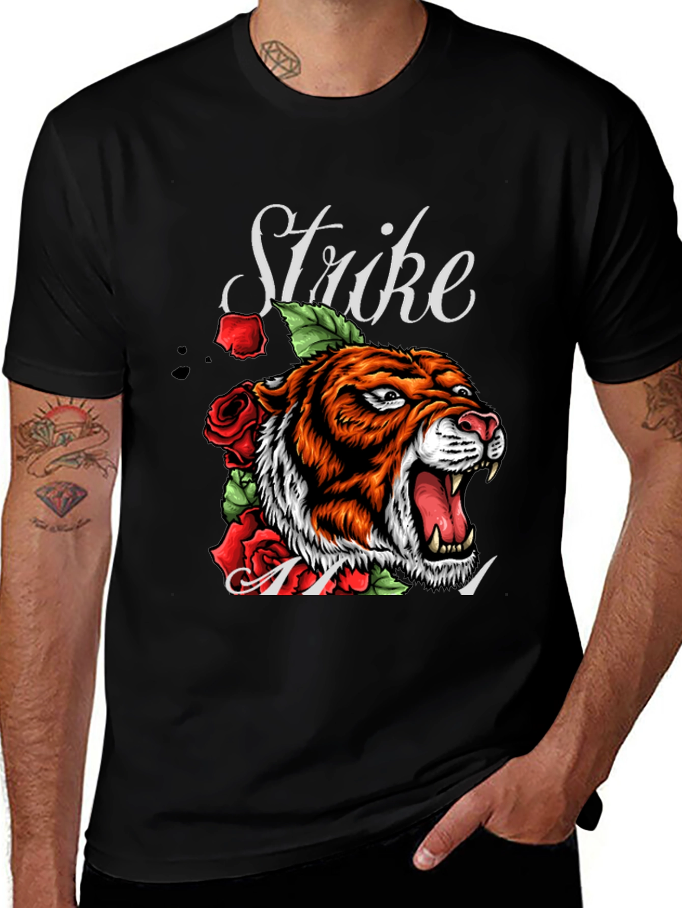 Tiger Strike Graphic Tee - Mens Black T-Shirt