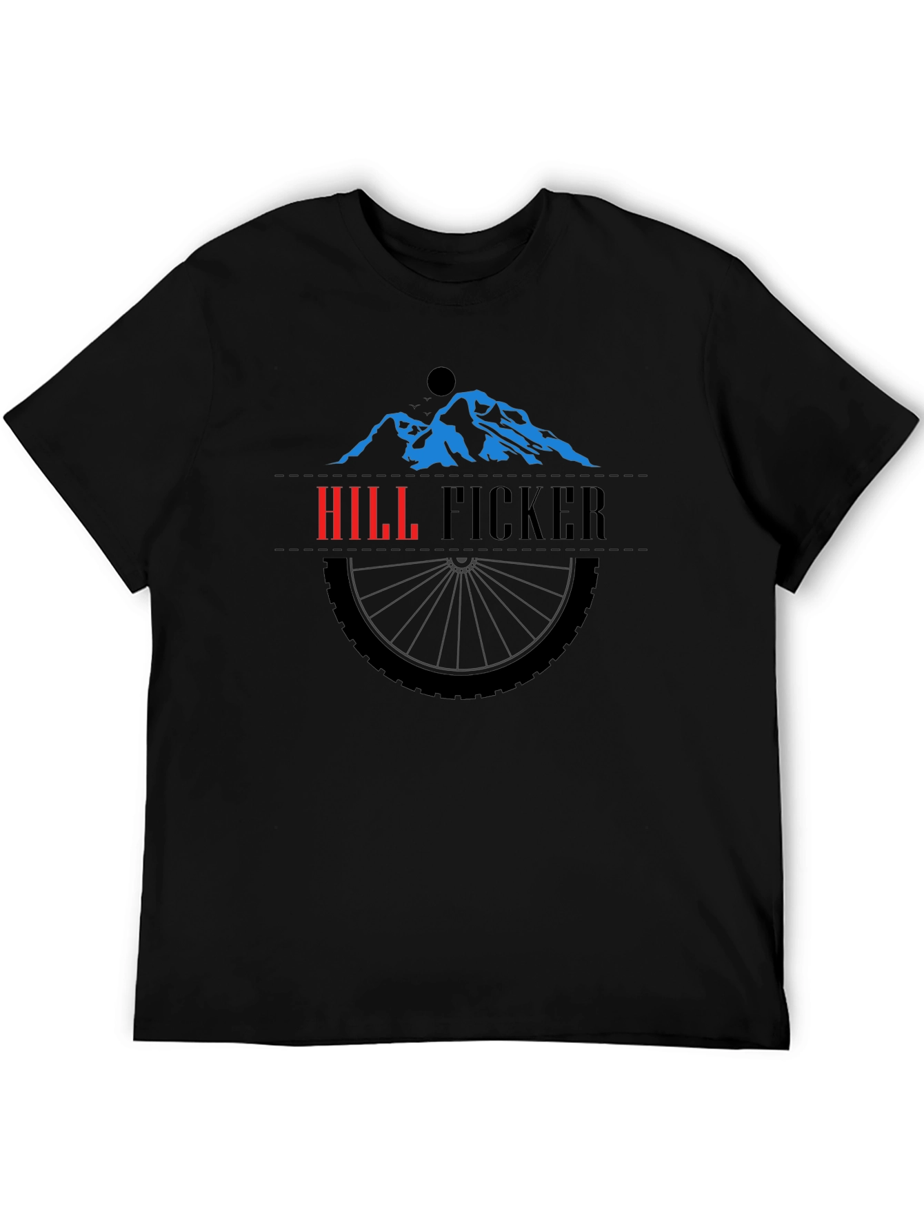 Hill Ficker Black T-Shirt with Mountain Bike Design