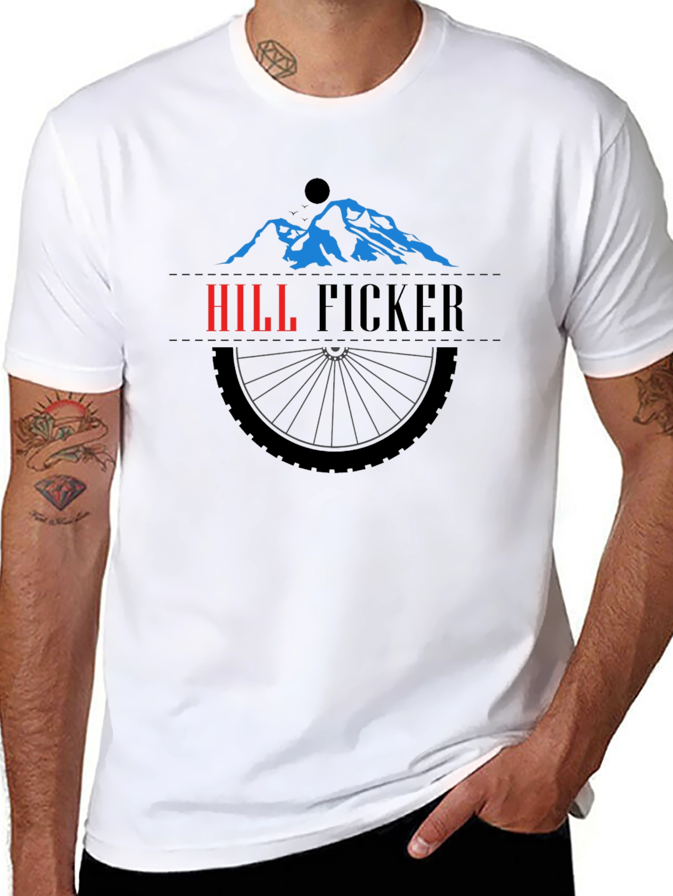 Hill Ficker Black T-Shirt with Mountain Bike Design