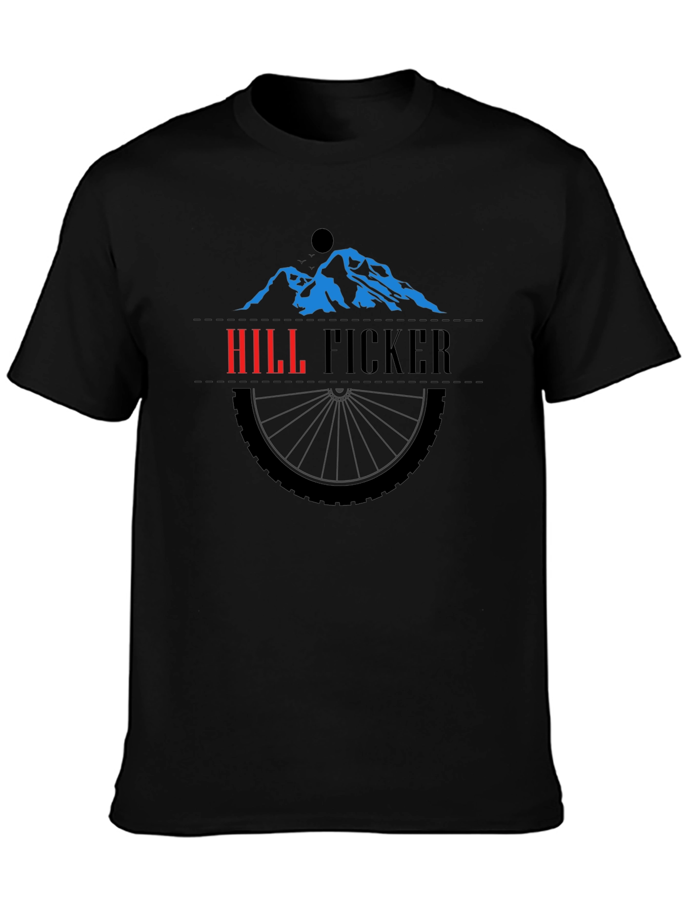 Hill Ficker Black T-Shirt with Mountain Bike Design