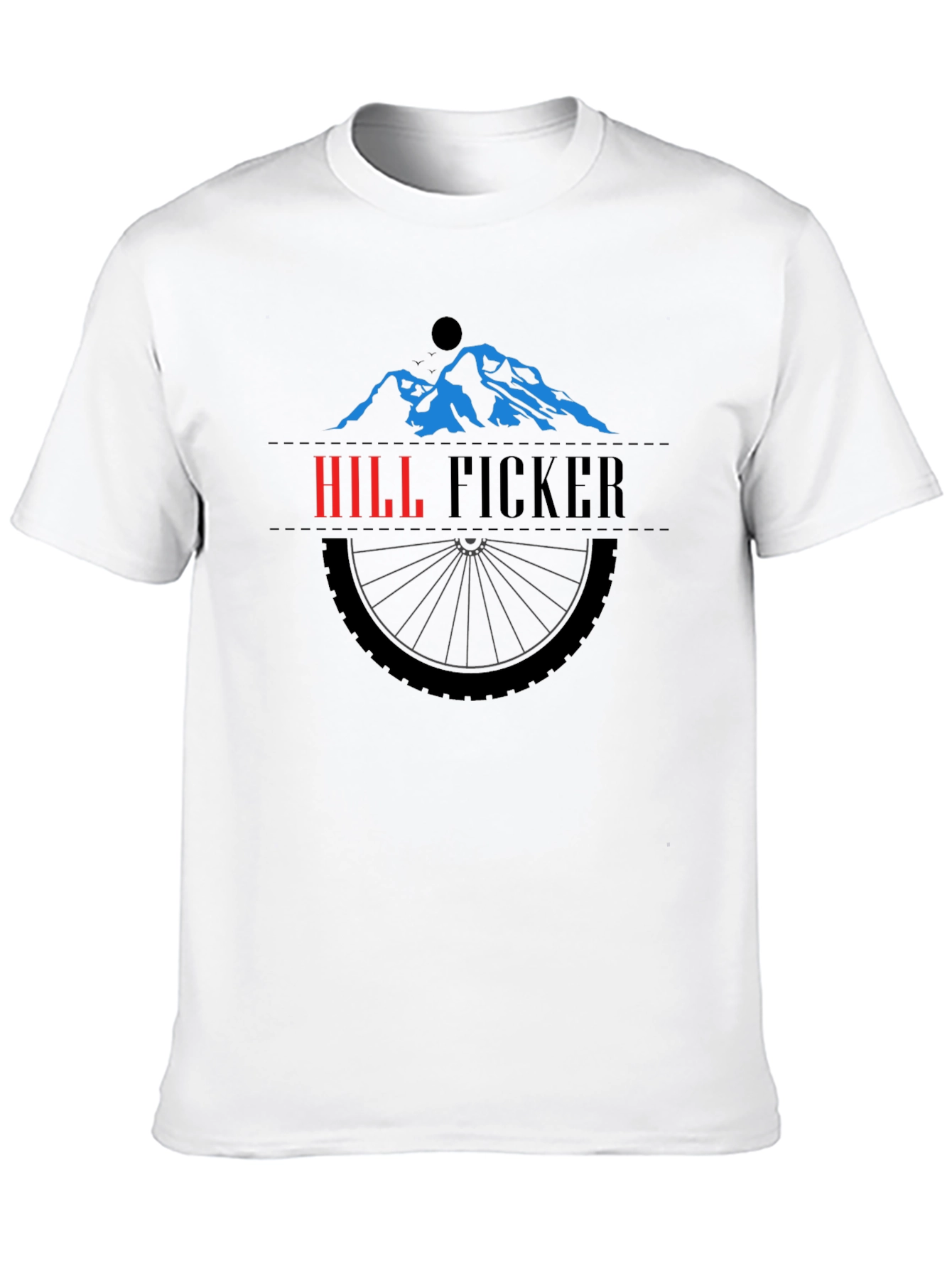 Hill Ficker Black T-Shirt with Mountain Bike Design