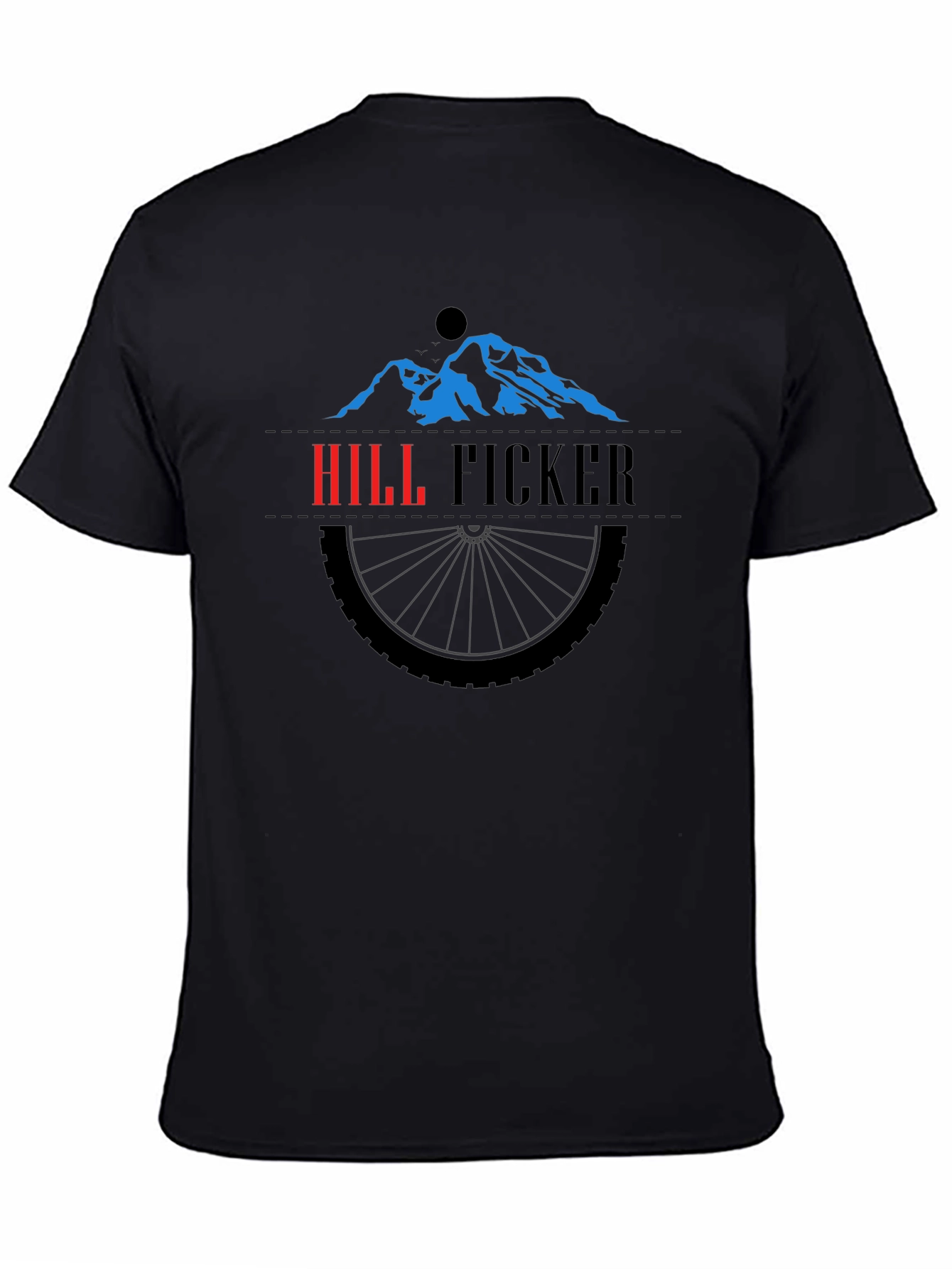 Hill Ficker Black T-Shirt with Mountain Bike Design