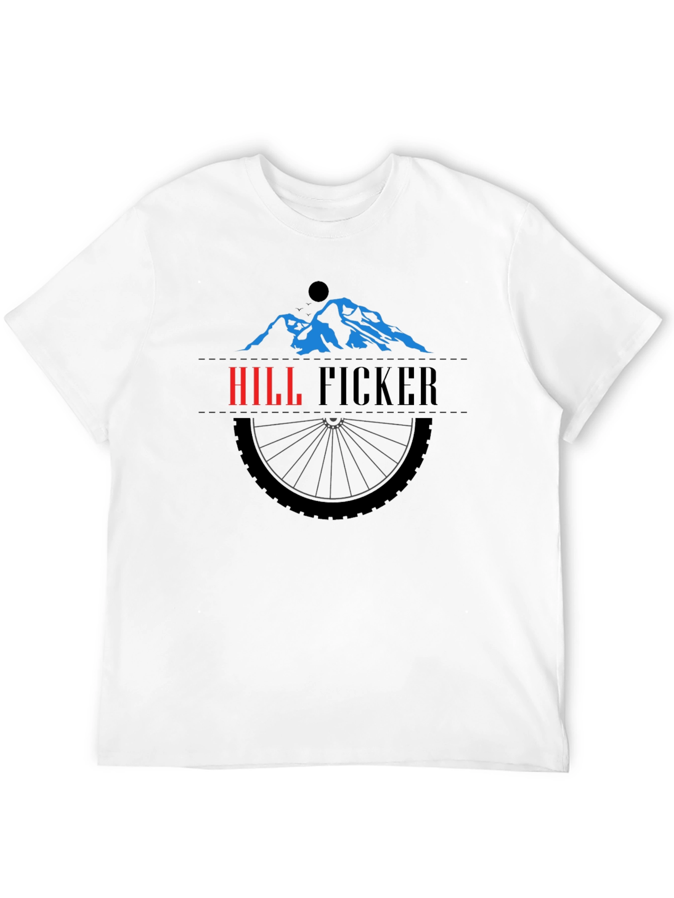 Hill Ficker Black T-Shirt with Mountain Bike Design