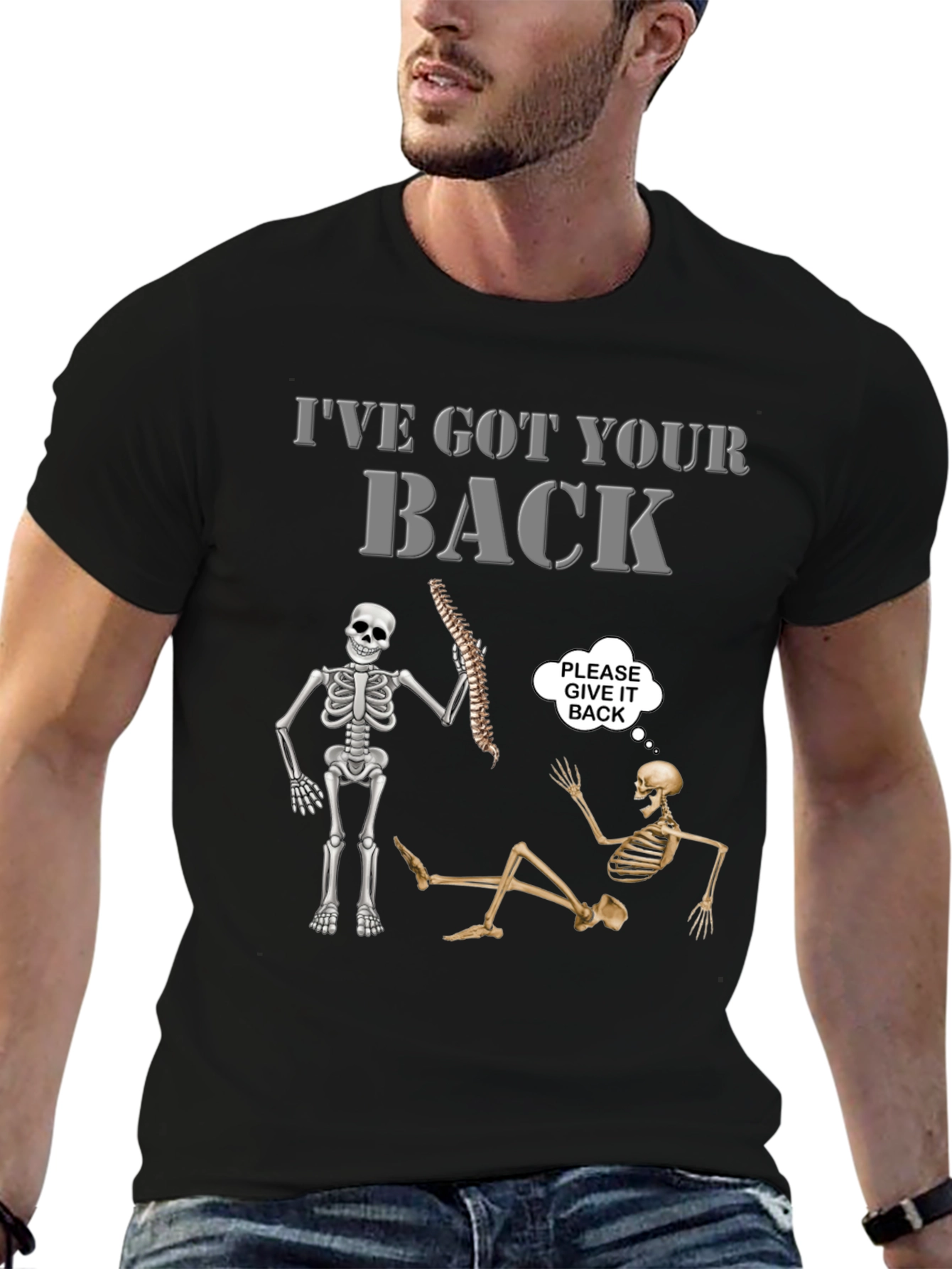 Funny Skeleton Ive Got Your Back Graphic Tee