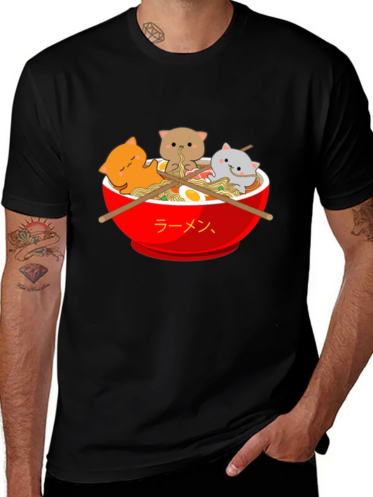 Ramen Cat T-Shirt - Kawaii Noodle Bowl Tee