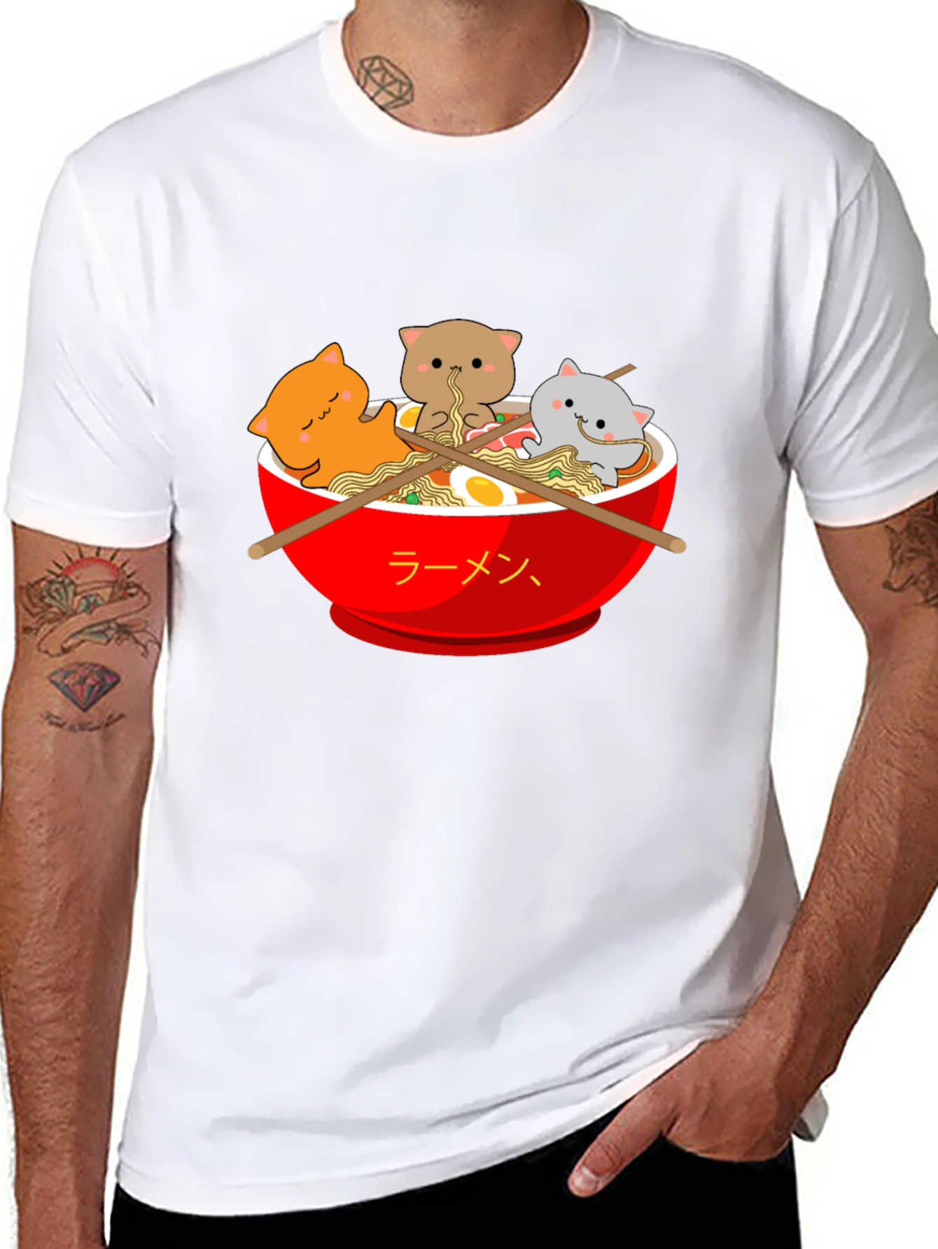Ramen Cat T-Shirt - Kawaii Noodle Bowl Tee