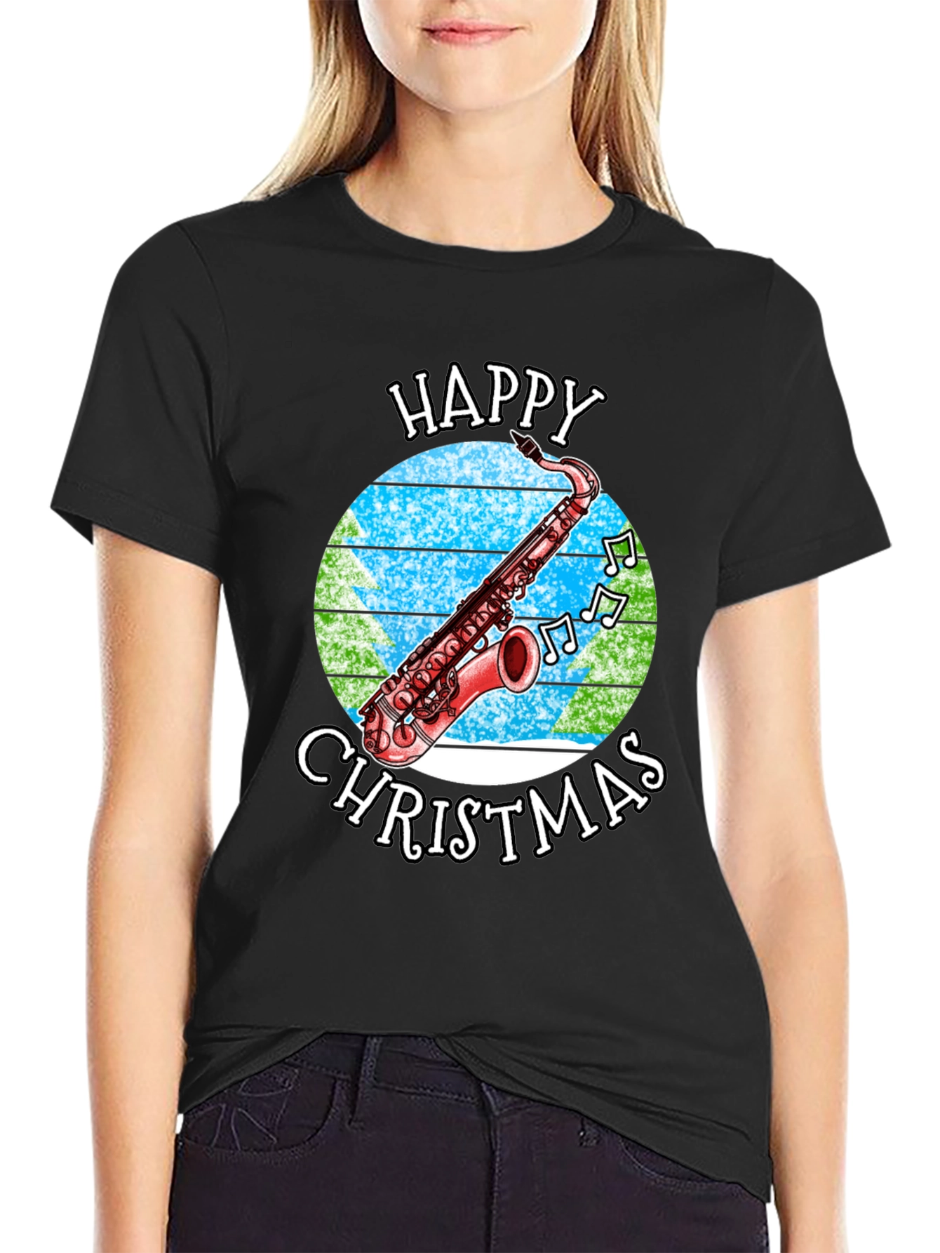 Happy Christmas Saxophone T-Shirt