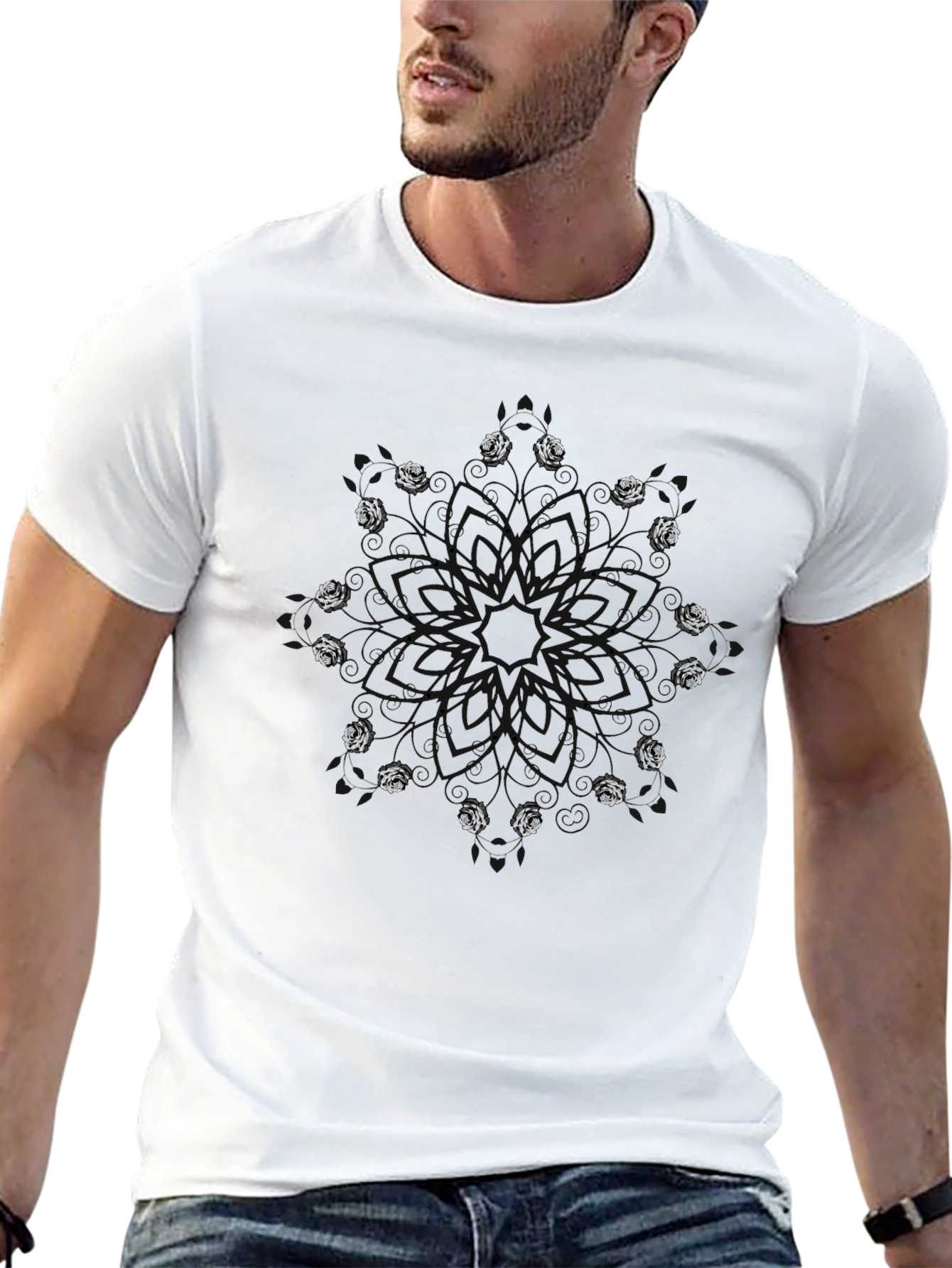 Abstract Circle Graphic Tee - Modern Black T-Shirt