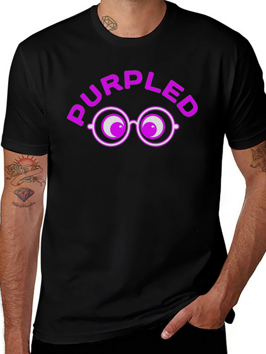 Purpled Funny T-Shirt with Eye Glasses Design