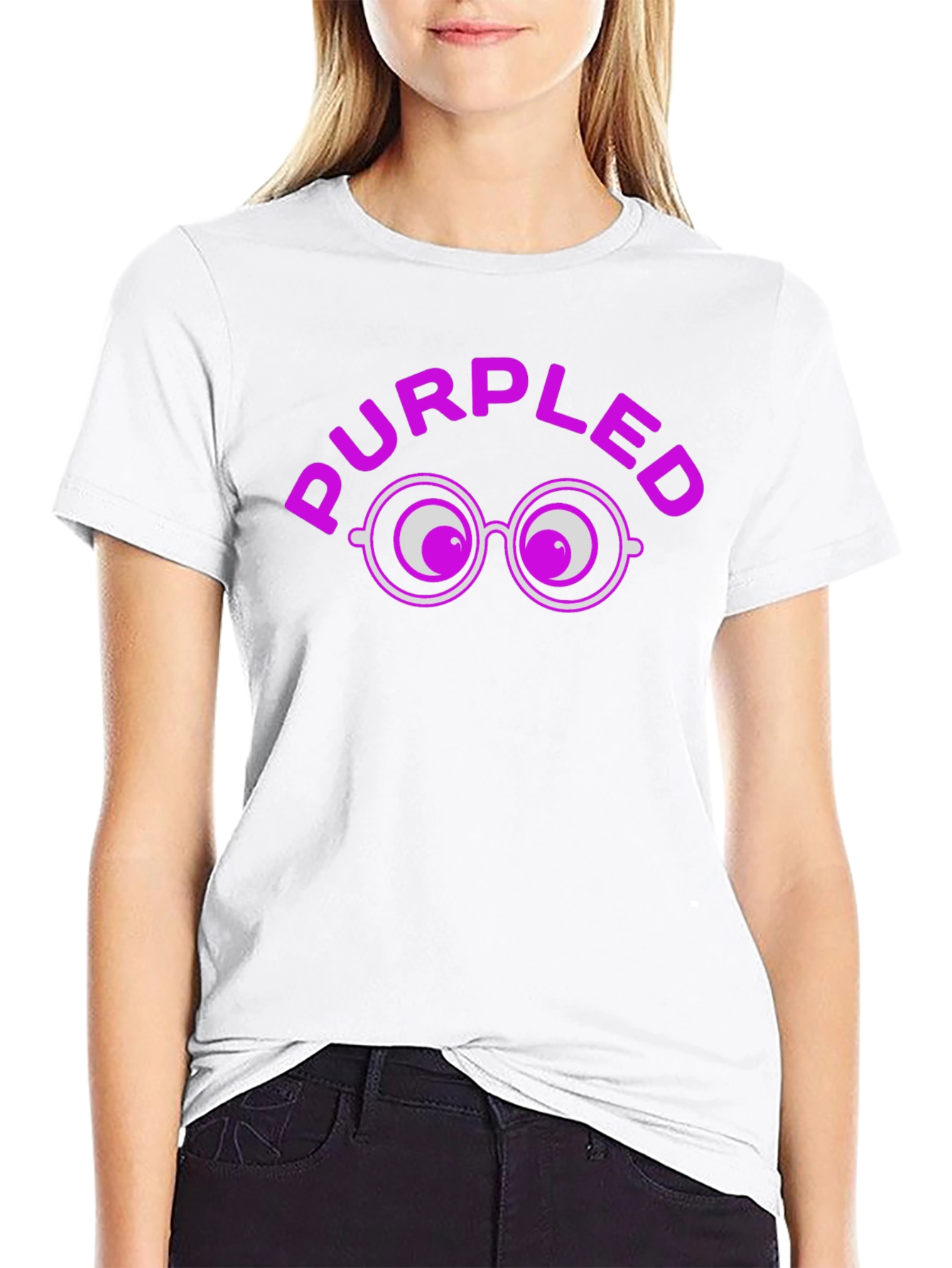 Purpled Funny T-Shirt with Eye Glasses Design
