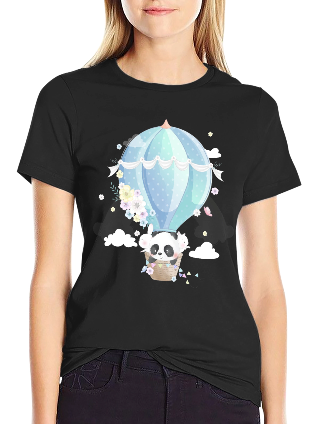 Panda Hot Air Balloon Graphic Tee