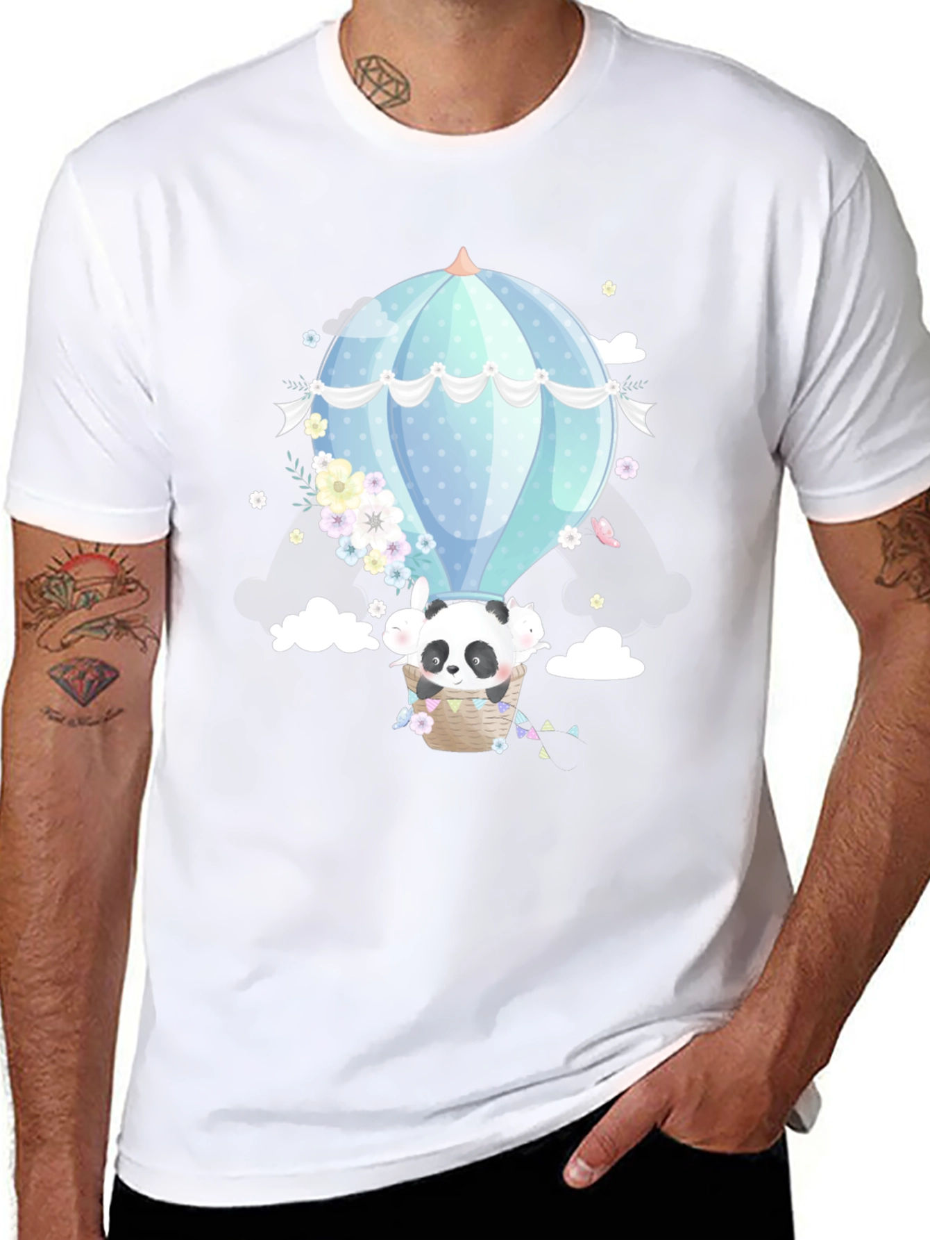 Panda Hot Air Balloon Graphic Tee