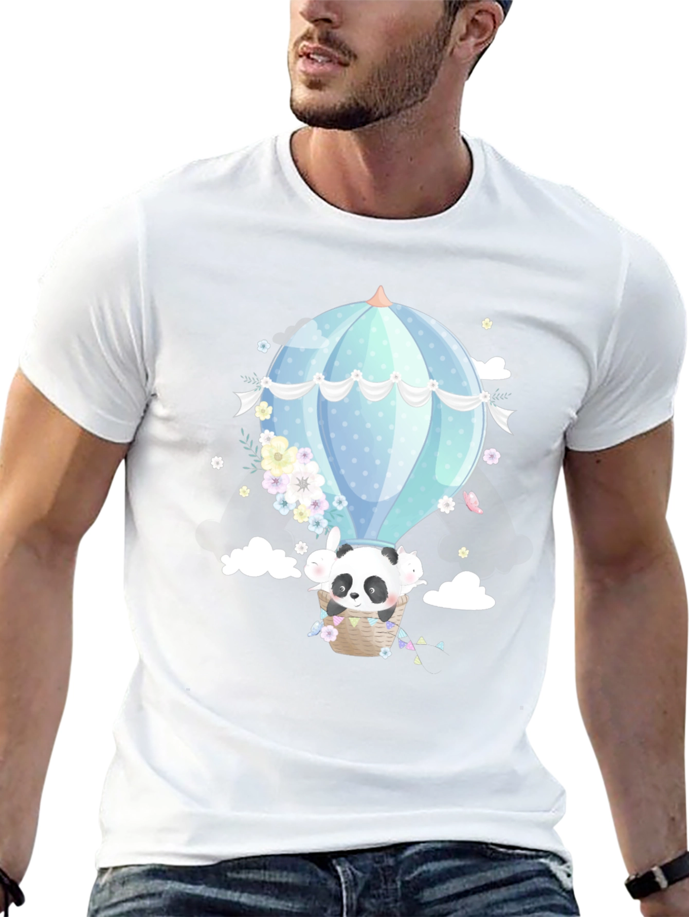 Panda Hot Air Balloon Graphic Tee
