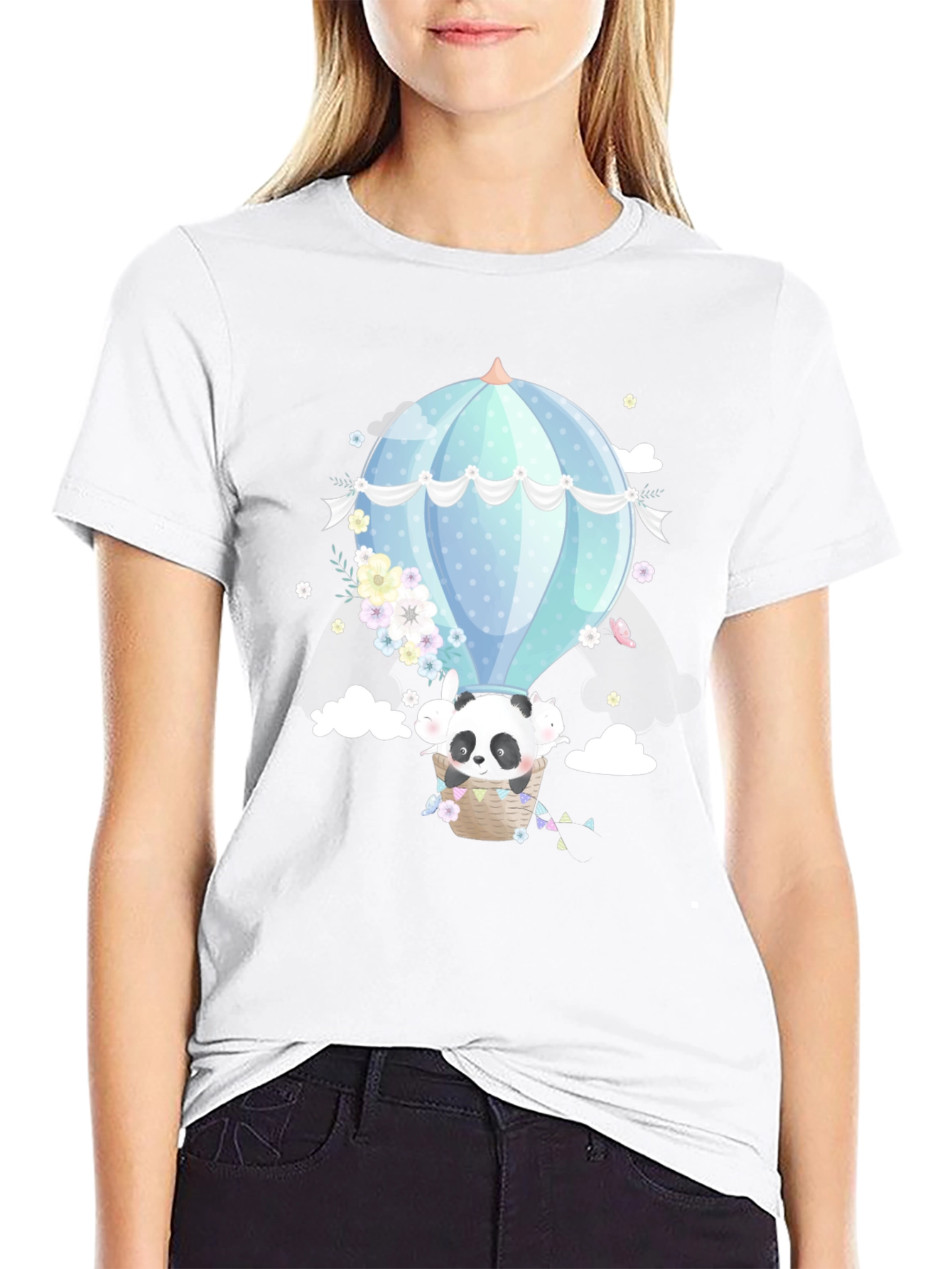 Panda Hot Air Balloon Graphic Tee