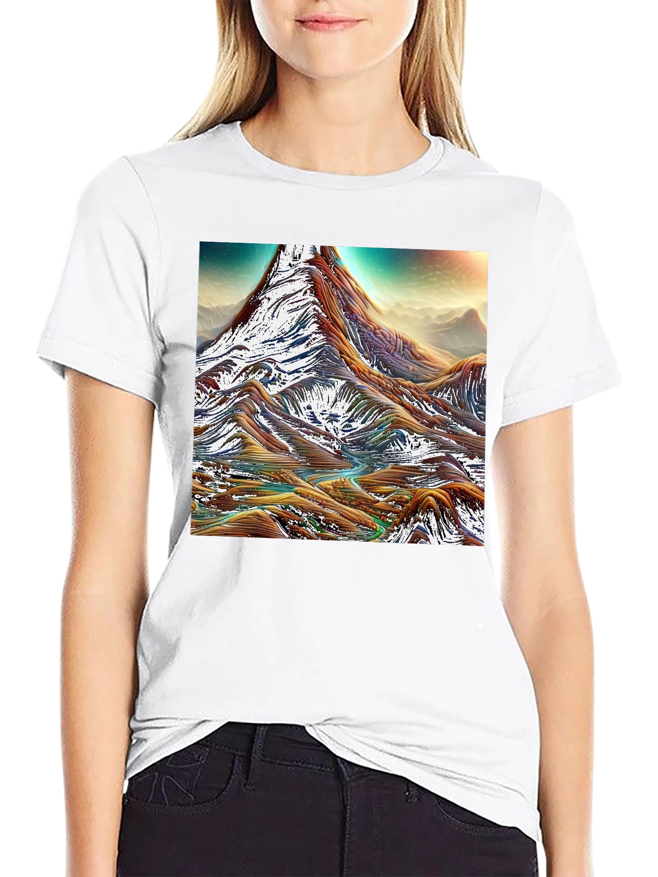 Mountain Range Graphic Tee - Black Cotton Comfort