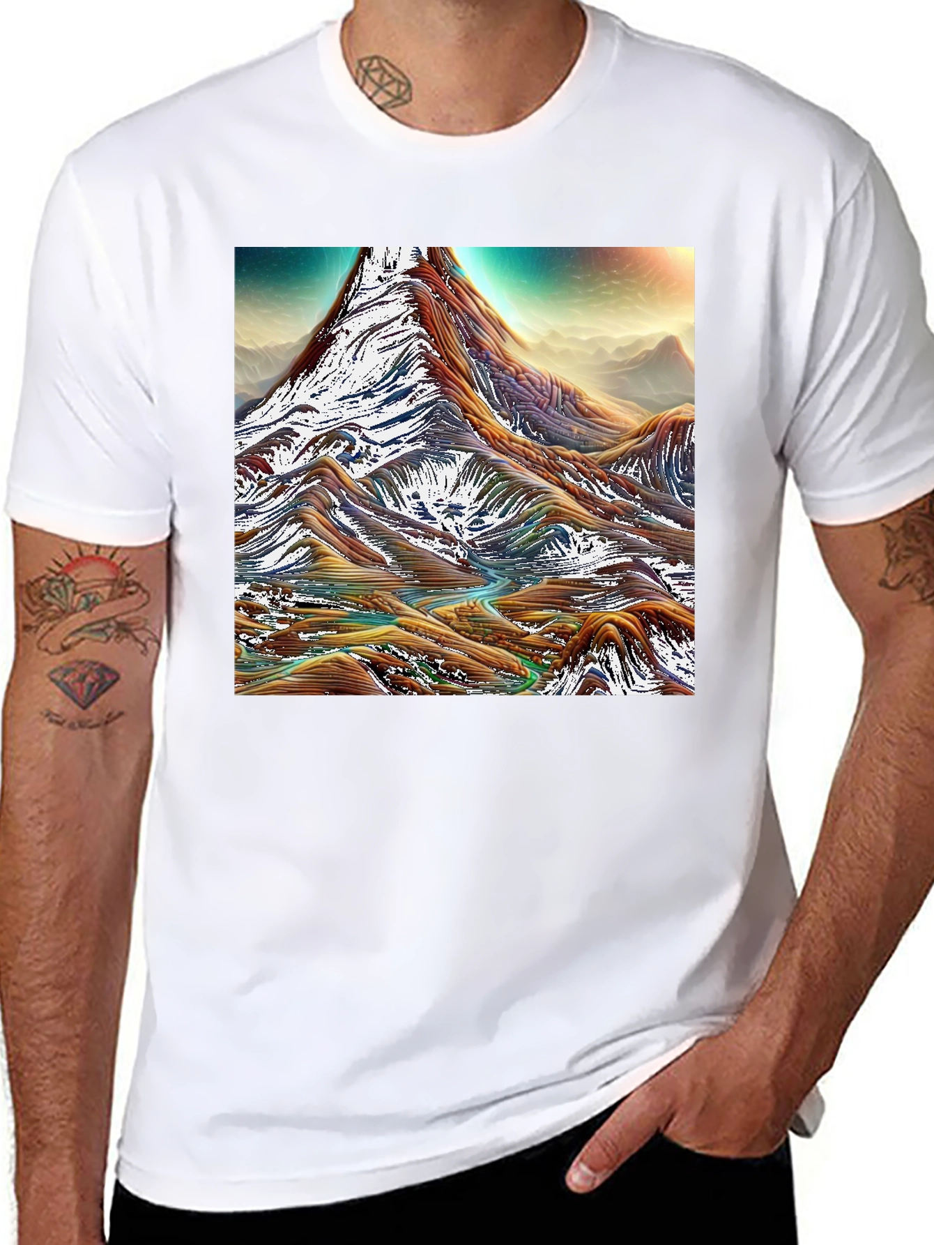 Mountain Range Graphic Tee - Black Cotton Comfort