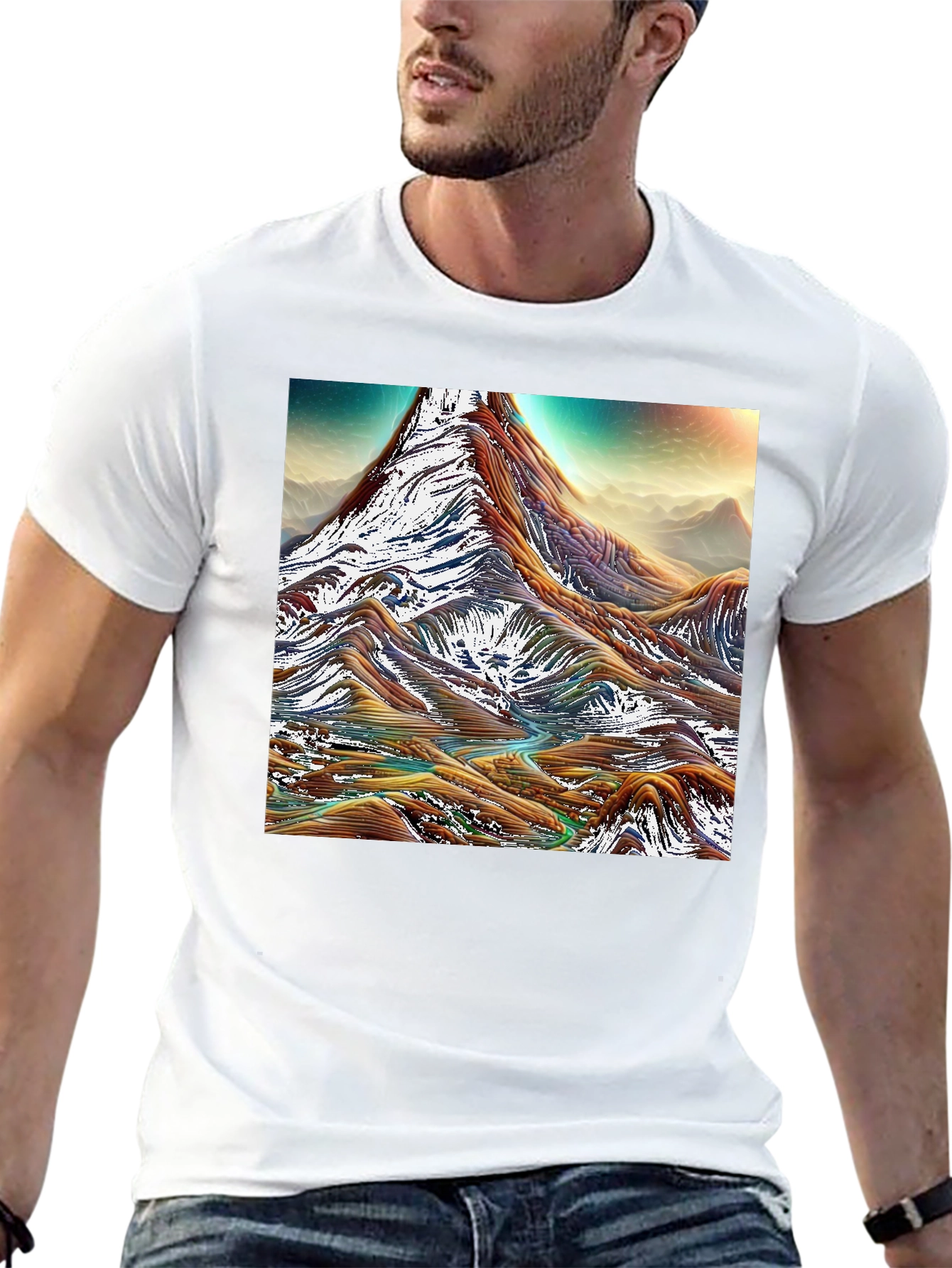 Mountain Range Graphic Tee - Black Cotton Comfort