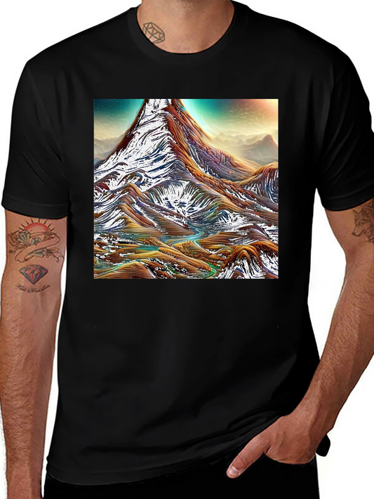 Mountain Range Graphic Tee - Black Cotton Comfort