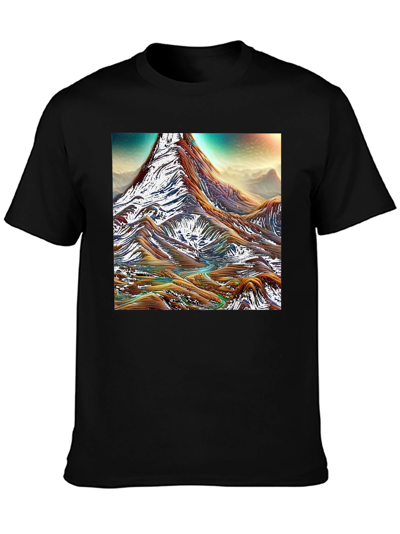 Mountain Range Graphic Tee - Black Cotton Comfort