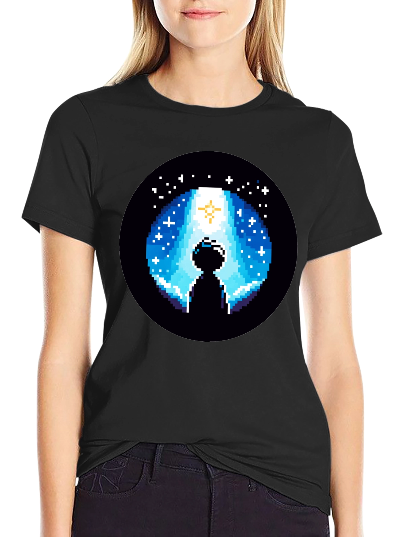 Pixel Alien Abduction Graphic T-Shirt
