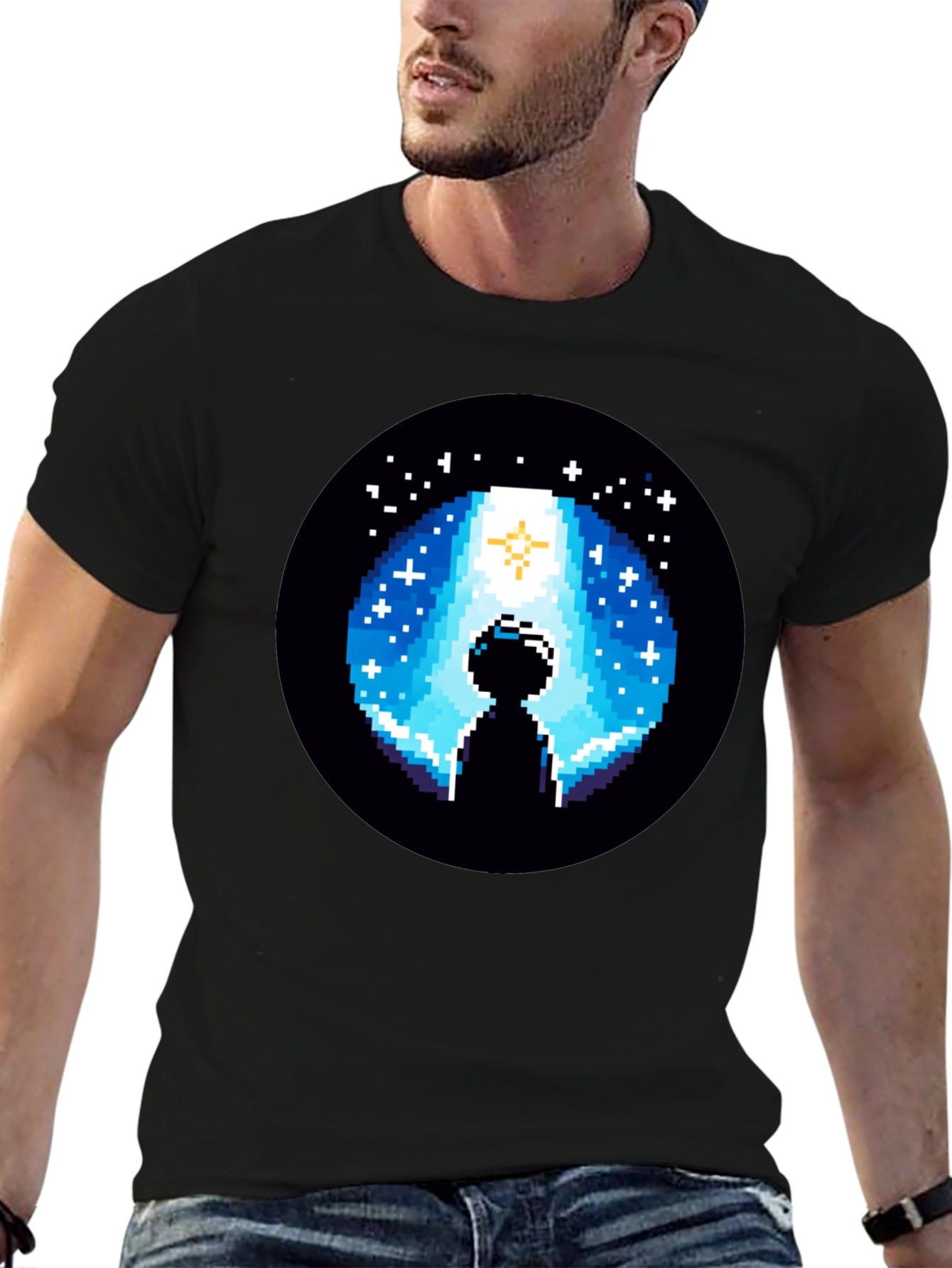 Pixel Alien Abduction Graphic T-Shirt