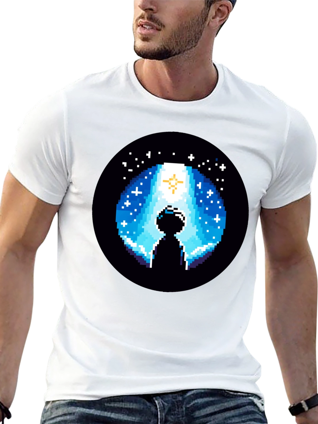 Pixel Alien Abduction Graphic T-Shirt