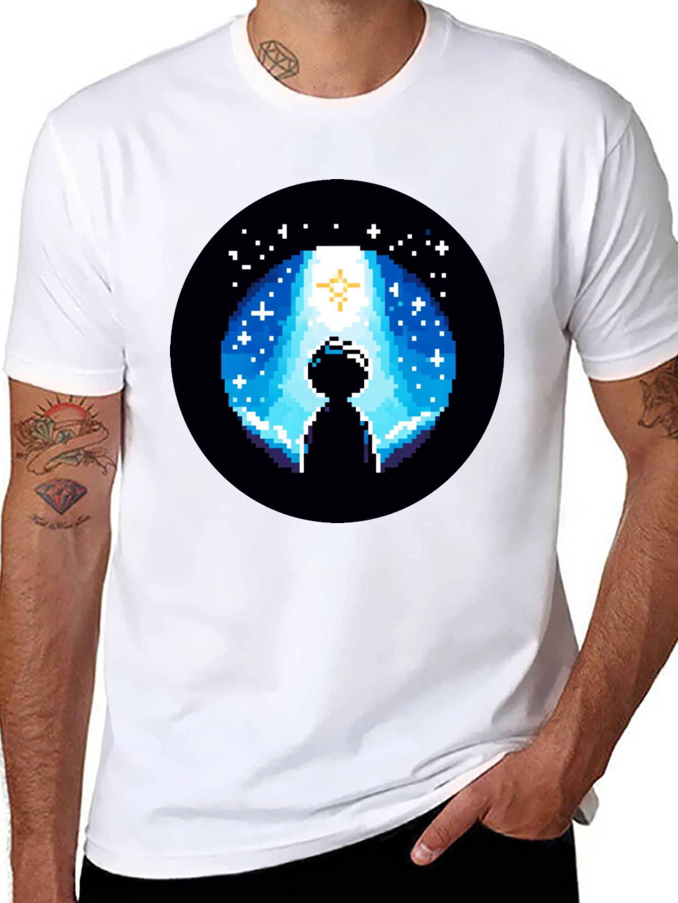 Pixel Alien Abduction Graphic T-Shirt