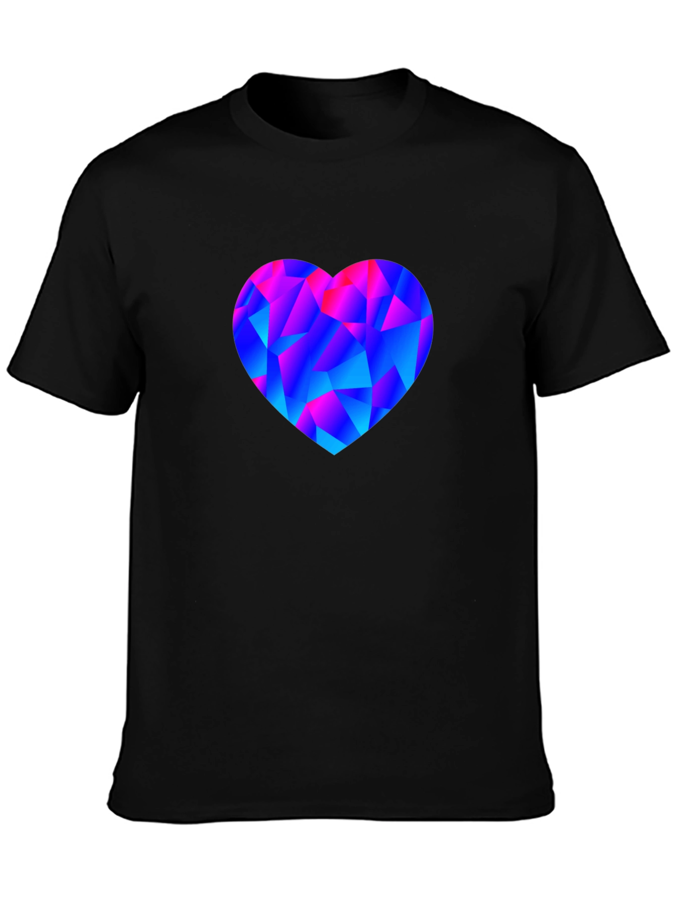 Geometric Heart Print Black T-Shirt