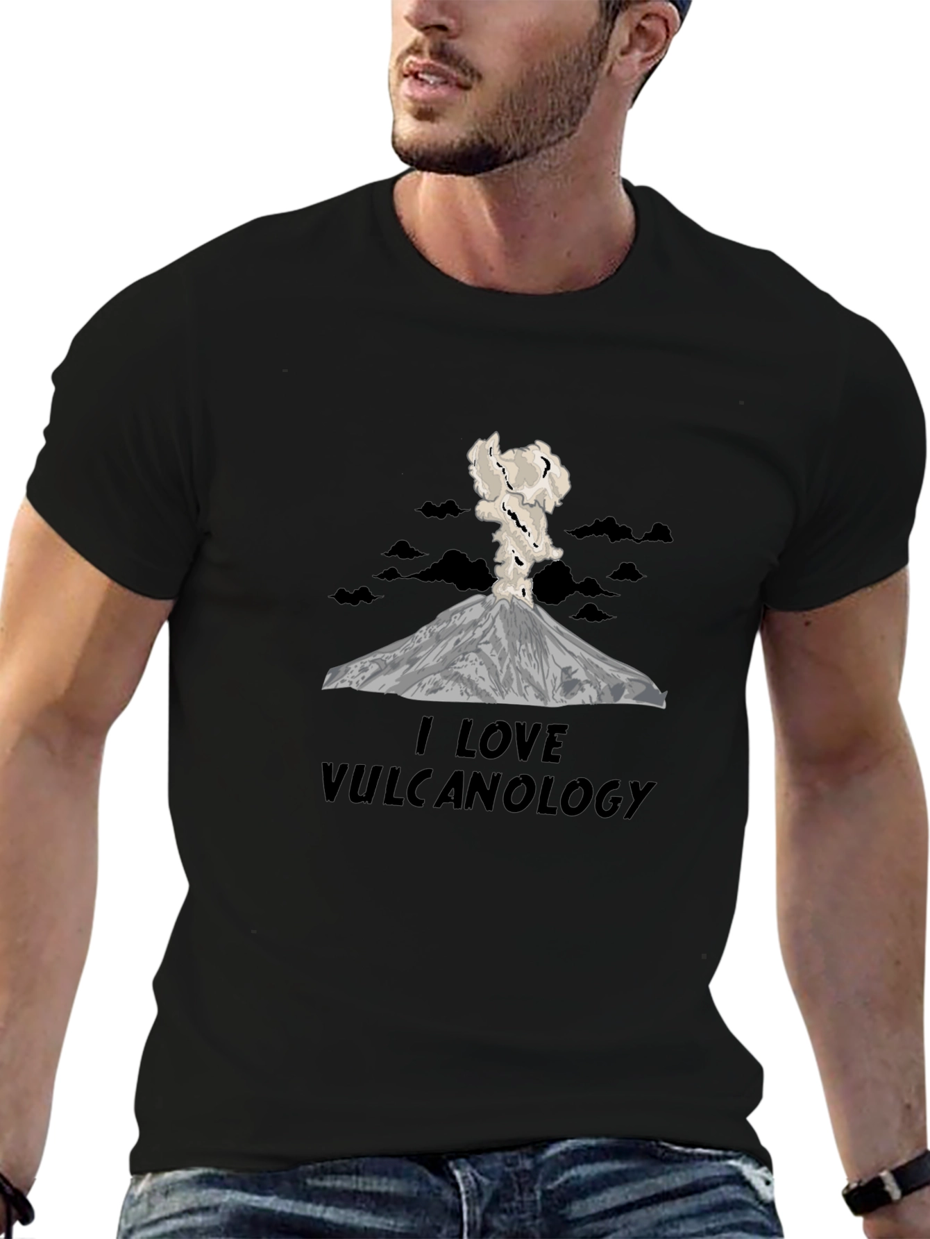 I Love Vulcanology Black Graphic Tee