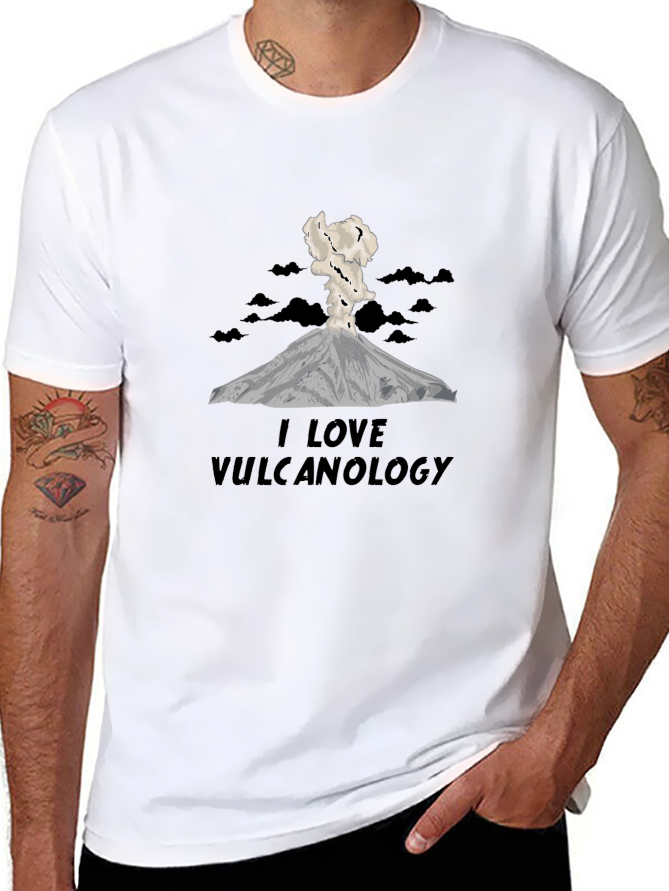 I Love Vulcanology Black Graphic Tee