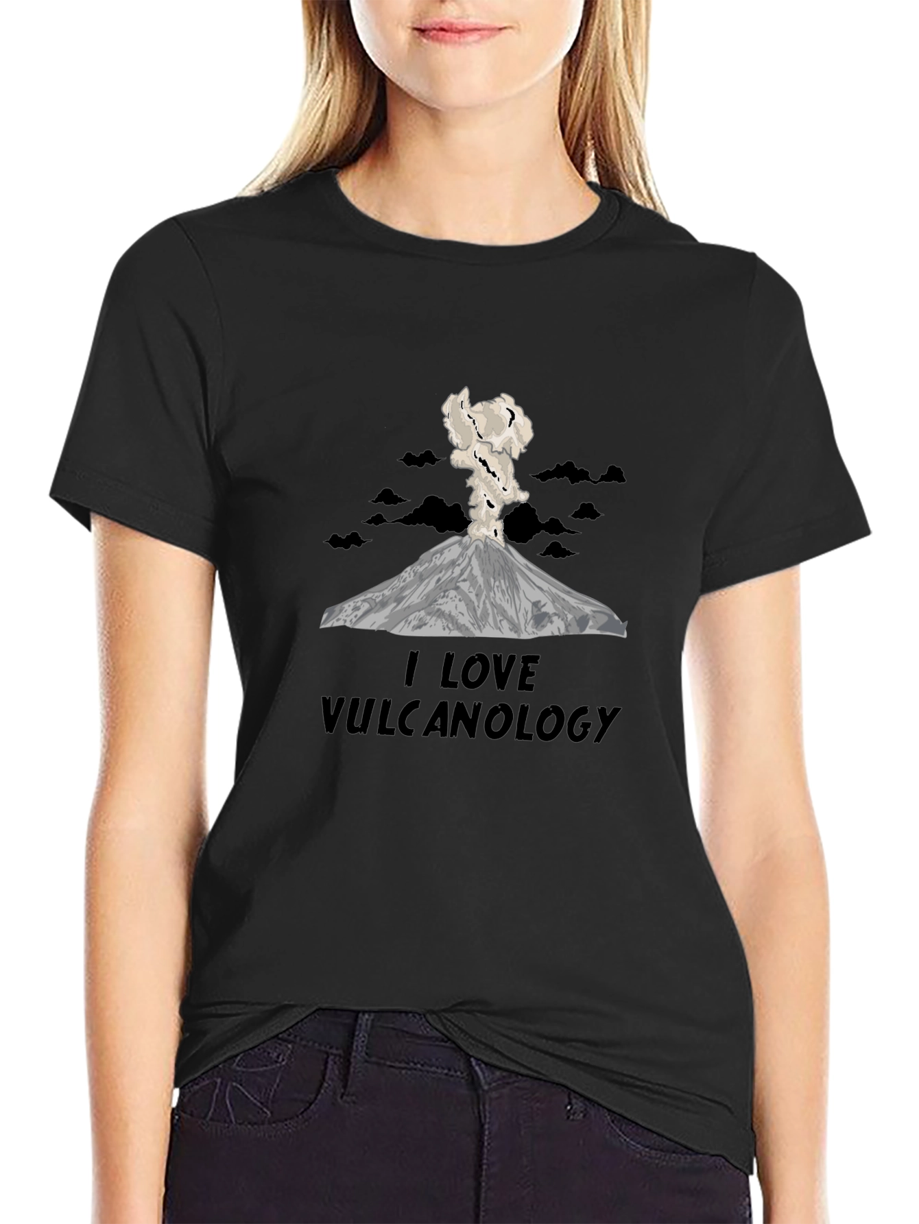 I Love Vulcanology Black Graphic Tee