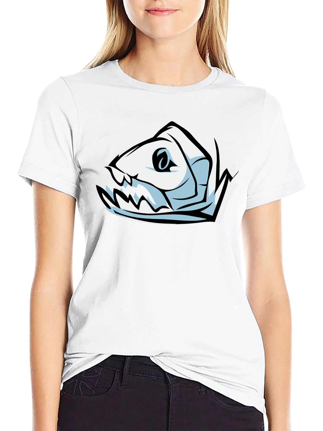 Fish Skeleton Graphic T-Shirt - Black