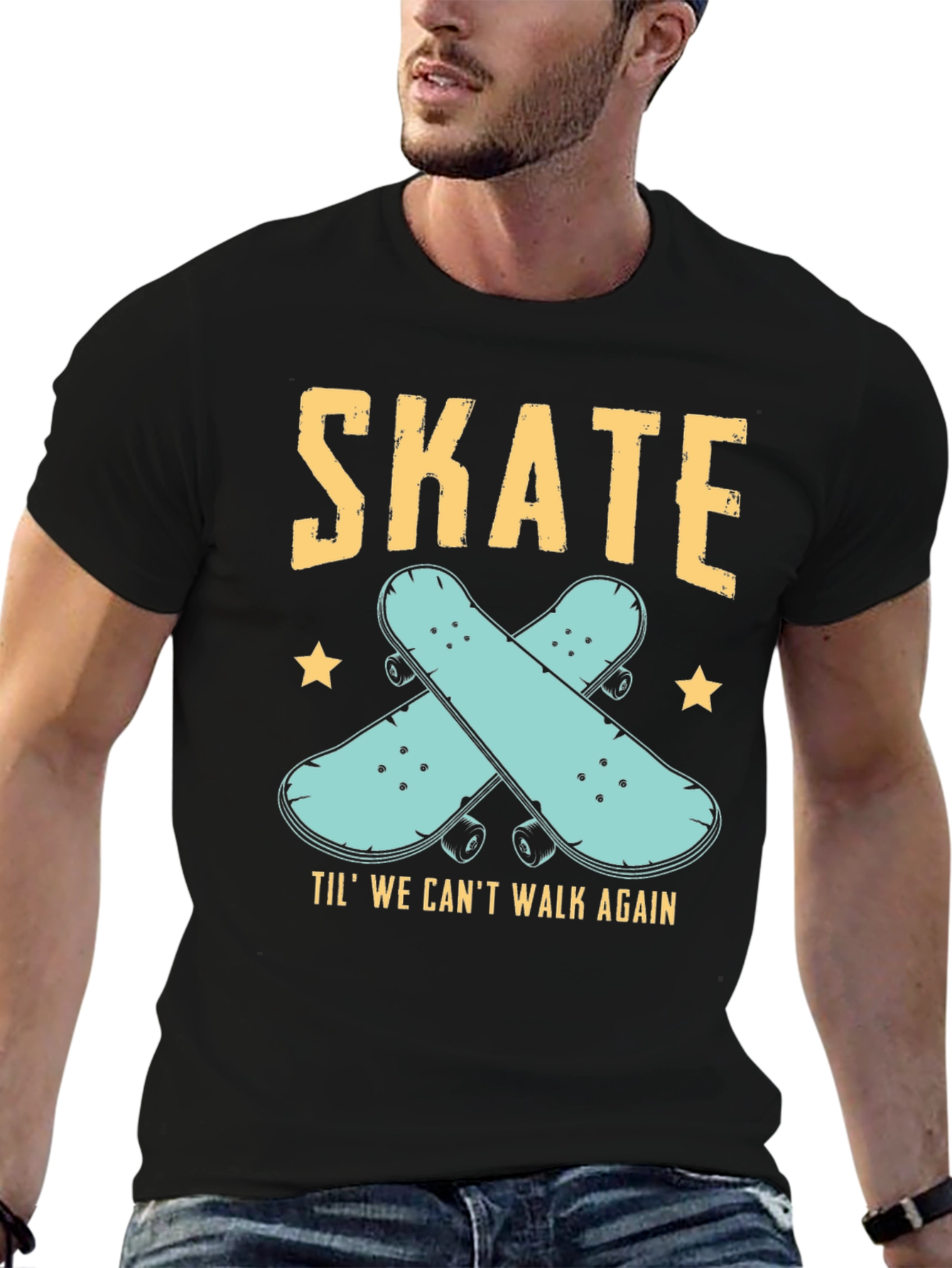 Skate Til We Cant Walk Again Black T-Shirt