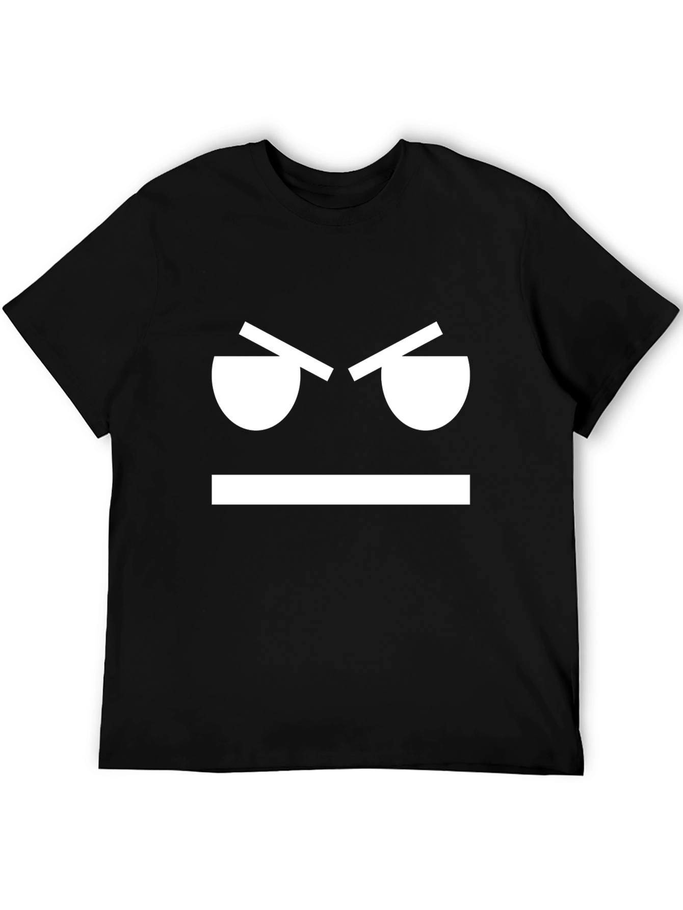 Angry Face Graphic Tee - Black Cotton T-Shirt