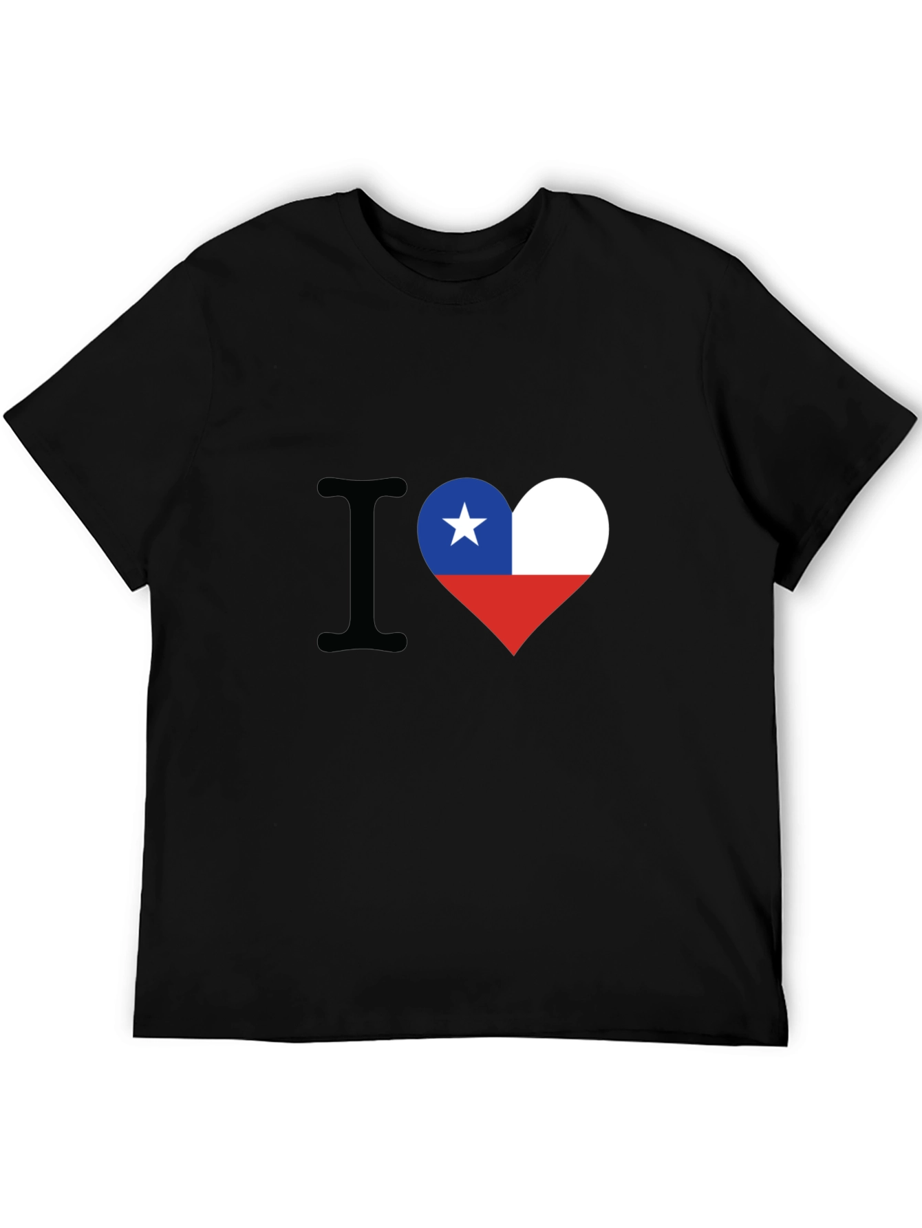 I Love Chile Heart Flag Black T-Shirt