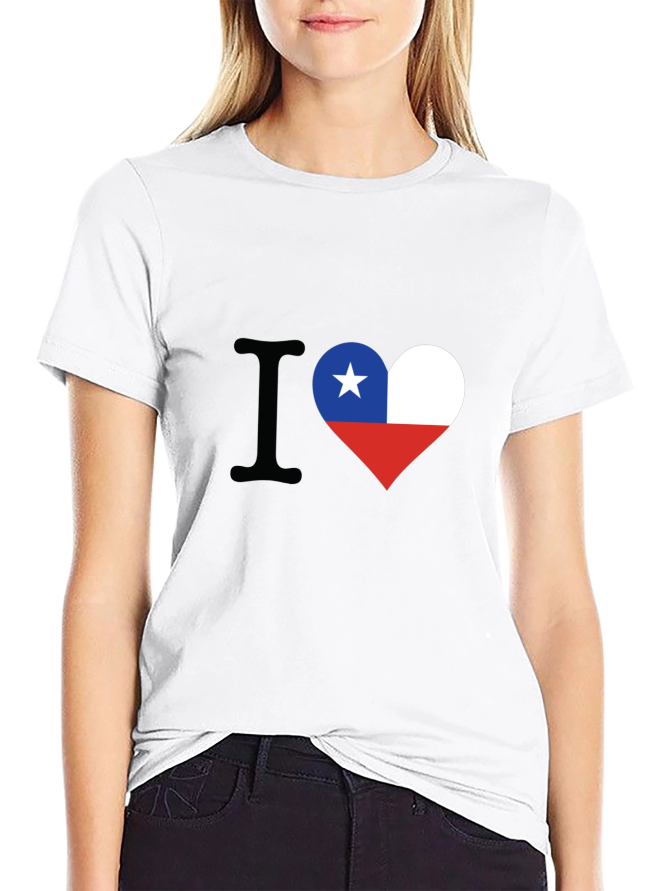 I Love Chile Heart Flag Black T-Shirt