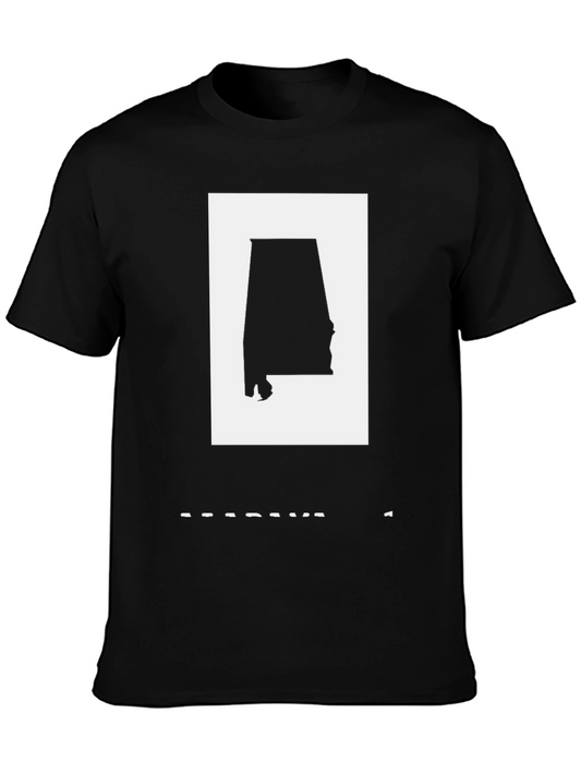 Alabama State Outline Tee - Black Graphic T-Shirt