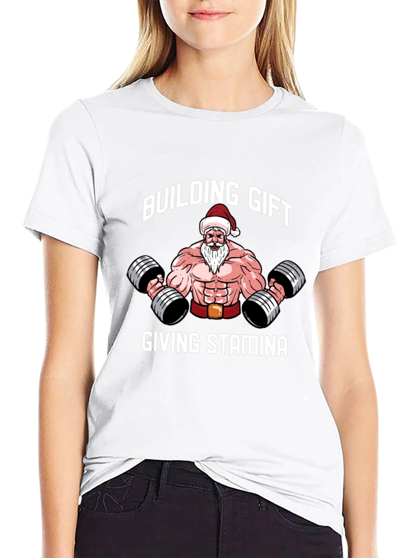 Building Gift Giving Stamina Santa Gym T-Shirt