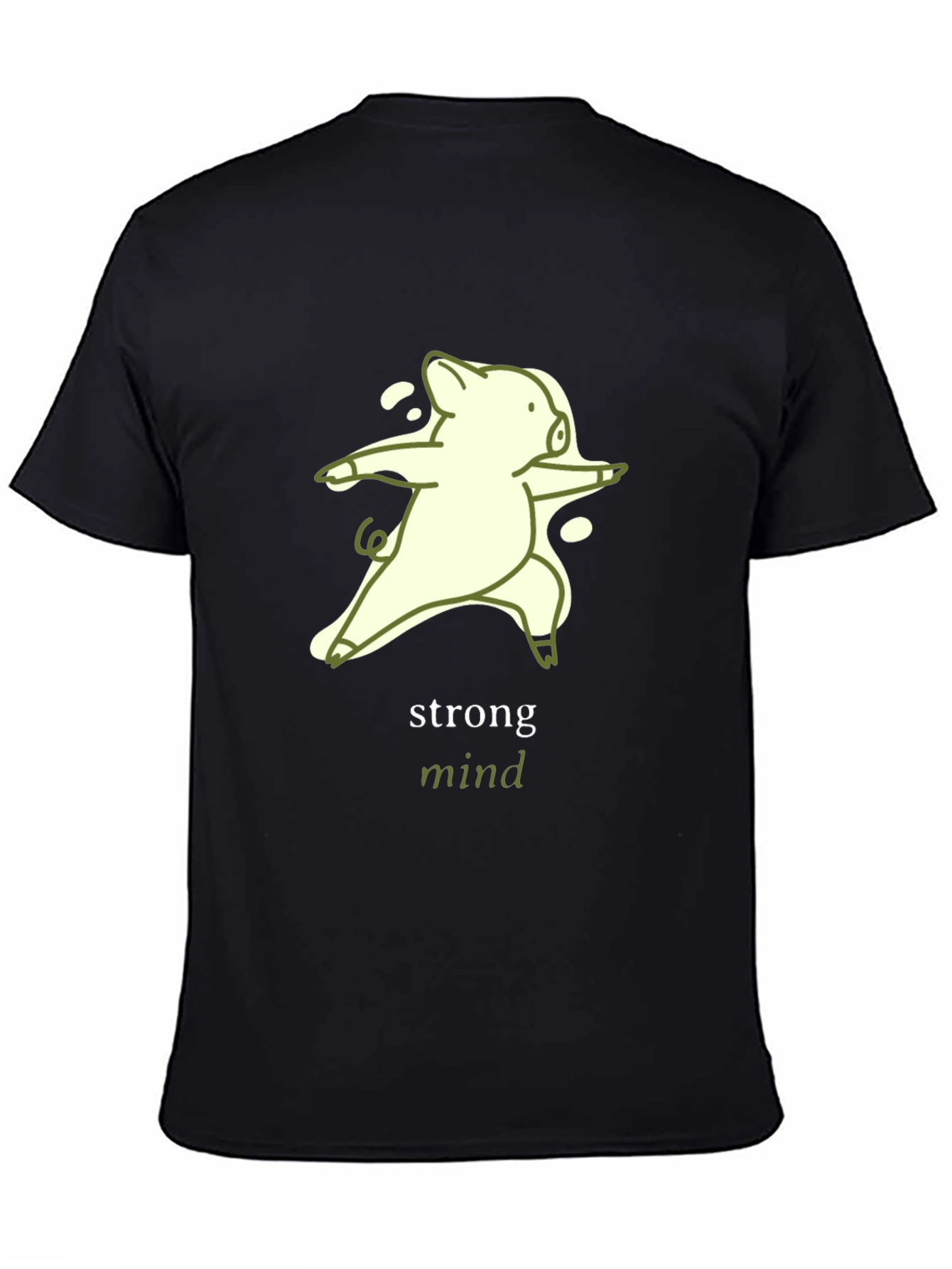 Strong Mind Yoga Pig T-Shirt - Unisex Black Tee