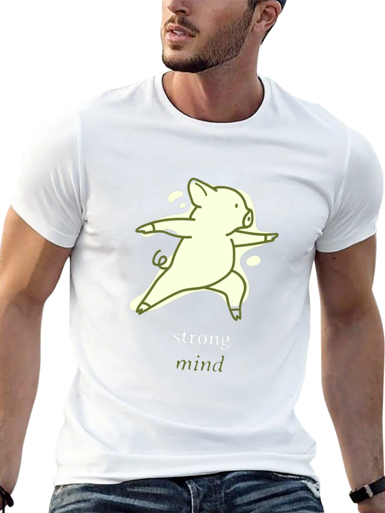 Strong Mind Yoga Pig T-Shirt - Unisex Black Tee